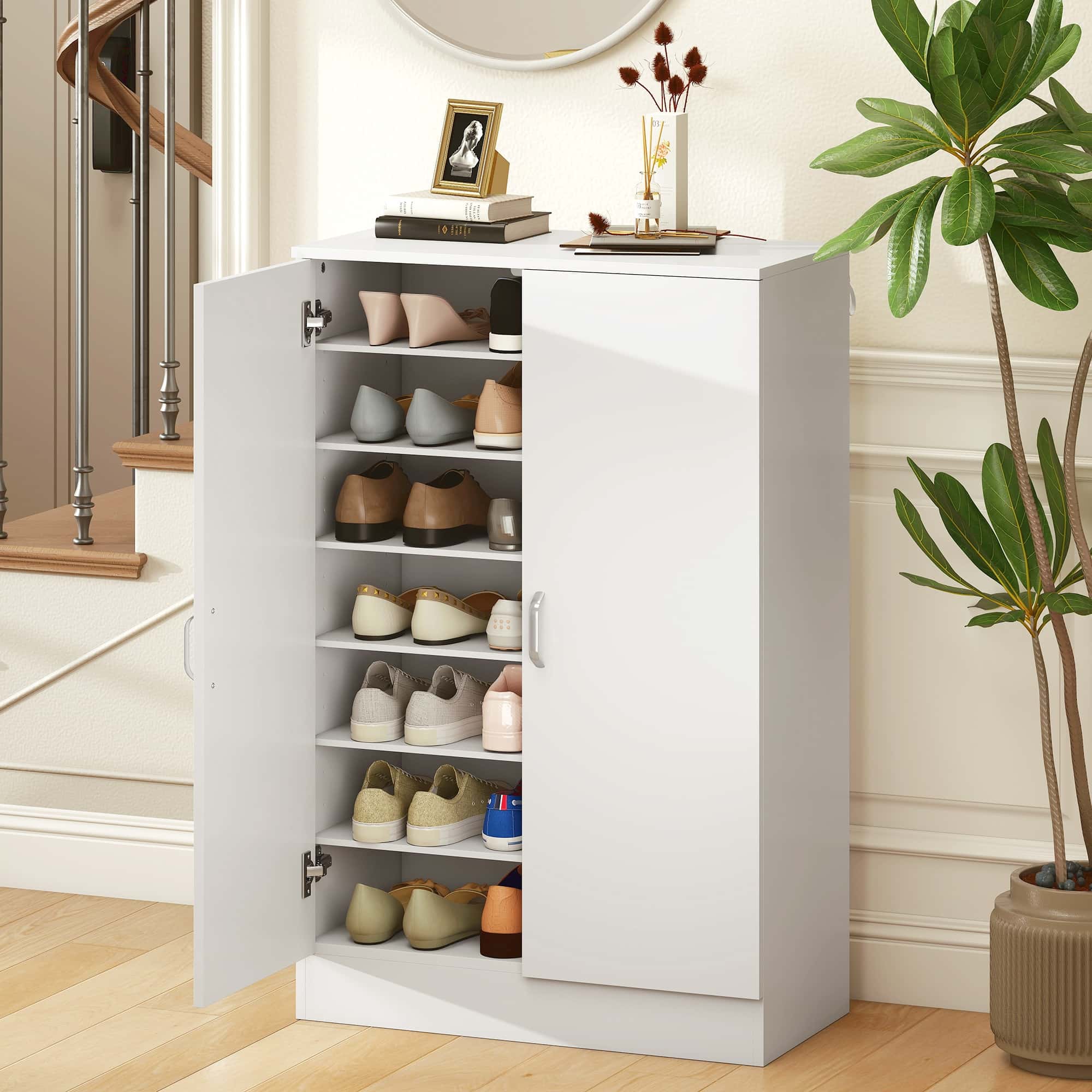 4goodz Grote Schoenenkast 7 planken - soft-close - voor 21 paar - wit 4goodz Grote Schoenenkast 7 planken - soft-close - voor 21 paar - wit