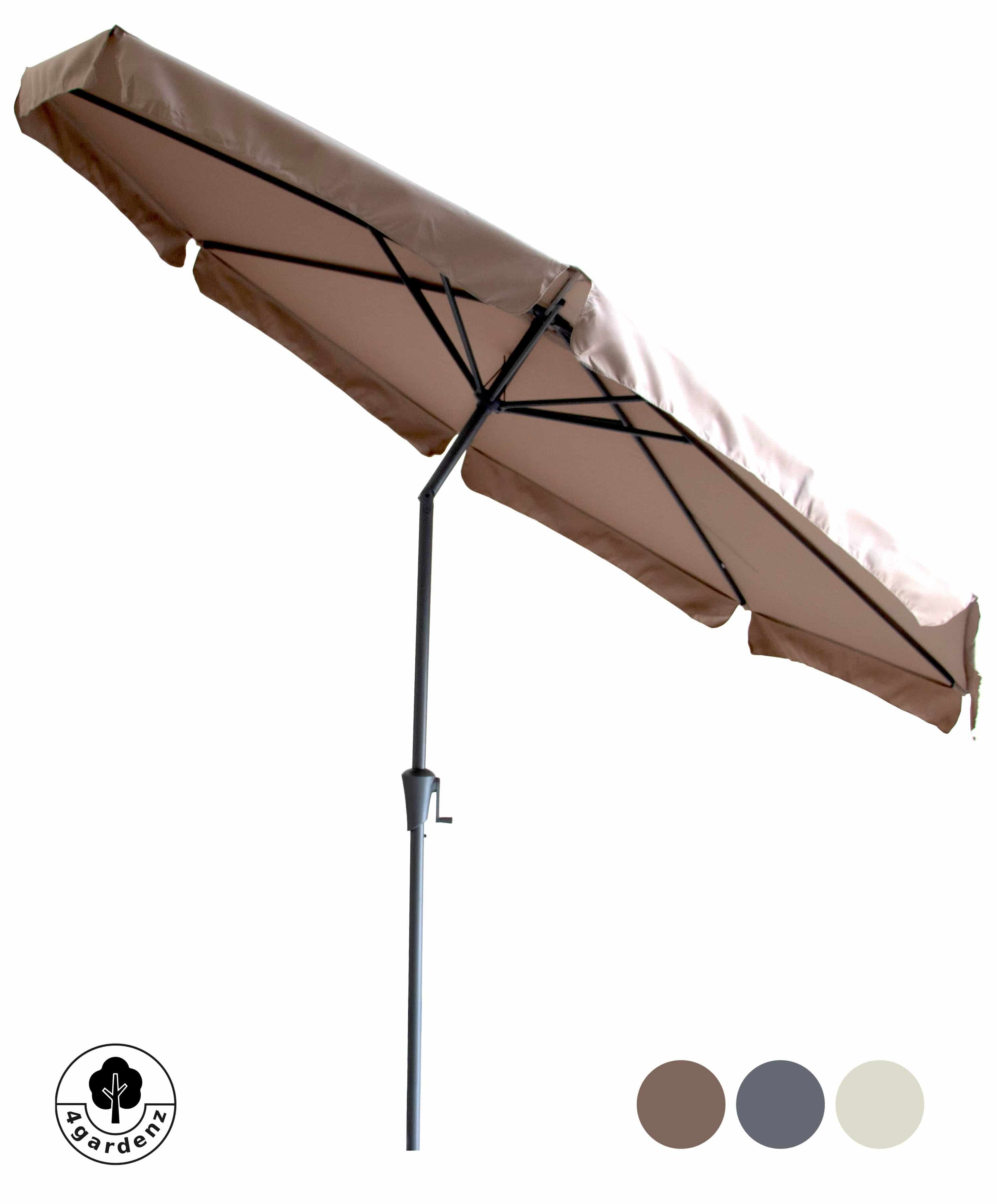 4gardenz® Parasol Rond 300 cm met Volant - Kantelbaar - Taupe