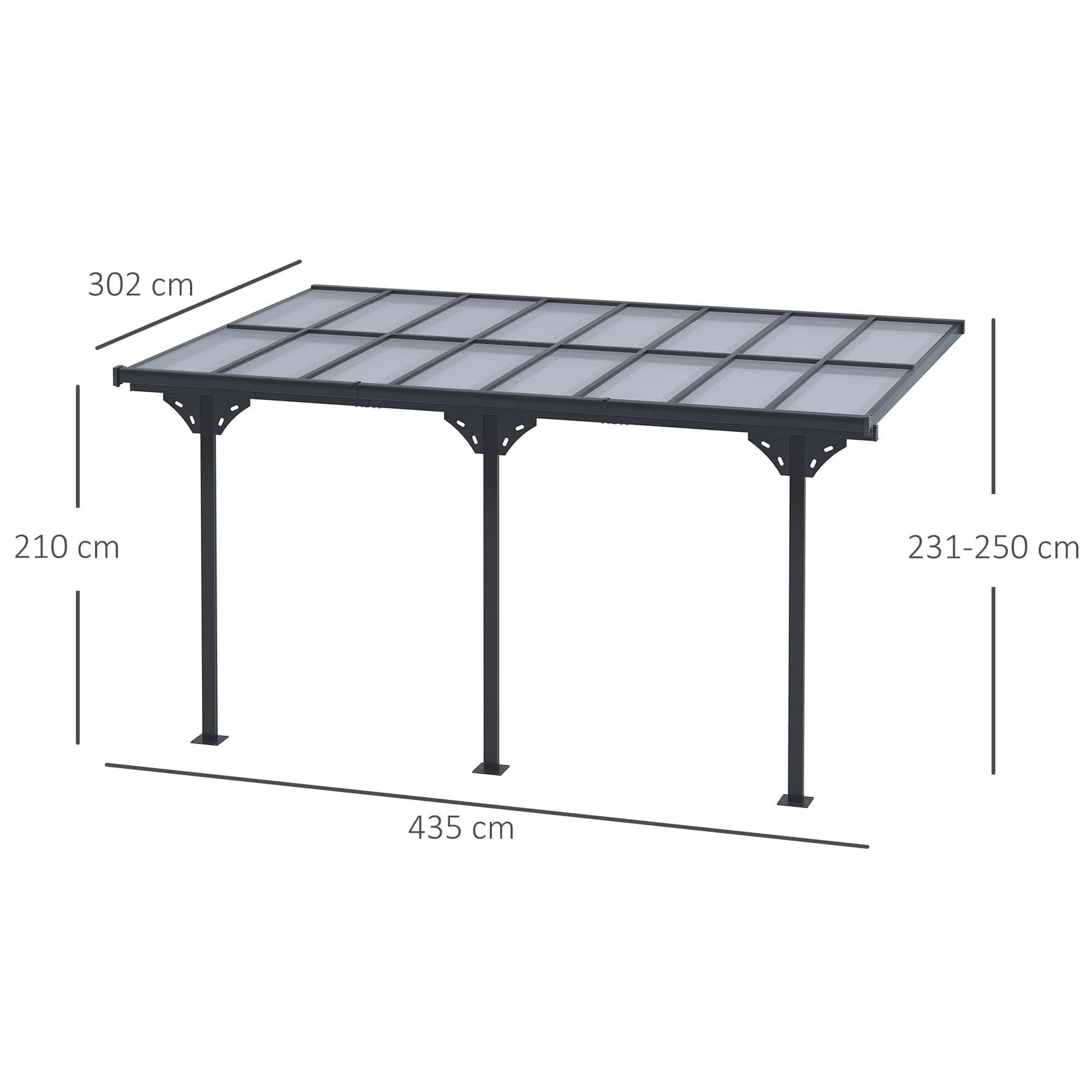 4goodz Terrasoverkapping in hoogte verstelbaar aluminium 4 x 3 m - grijs