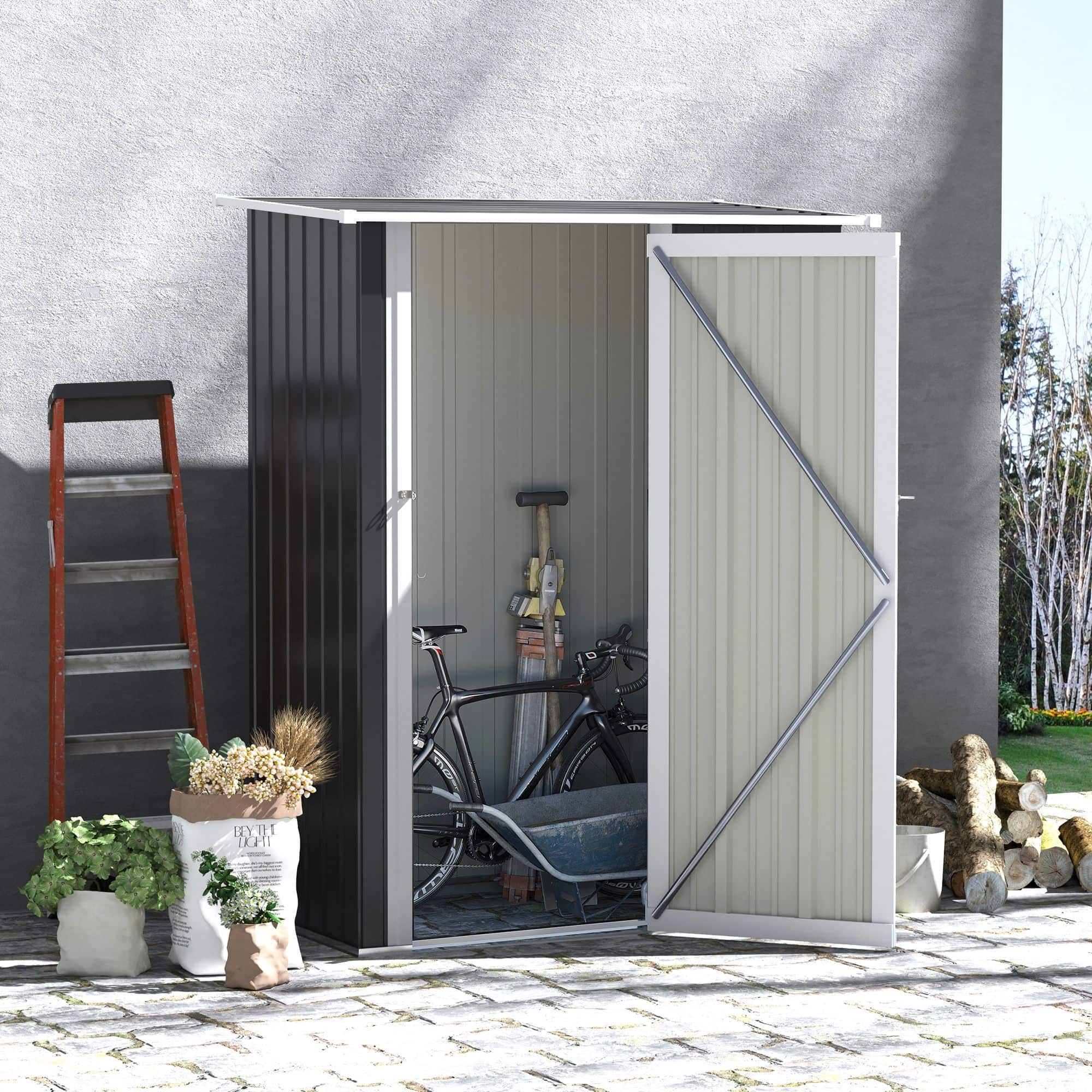 4goodz Outsunny Stalen Tuinkast Balkonkast 84x142x189 cm - Grijs