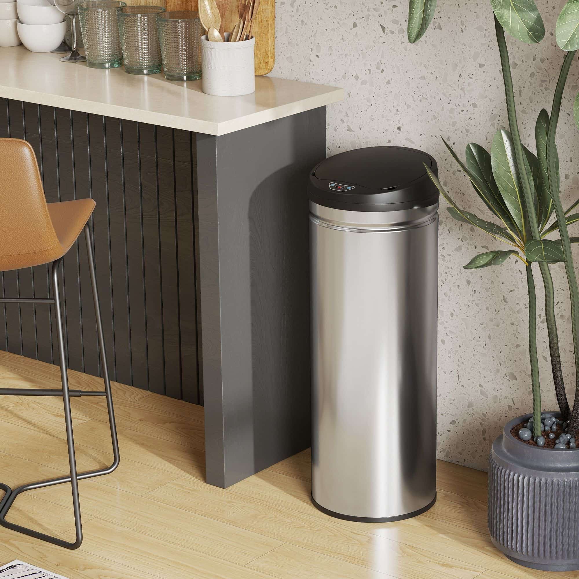 4goodz Sensorprullenbak Rond 50 liter - Zilver 4goodz Sensorprullenbak Rond 50 liter - Zilver