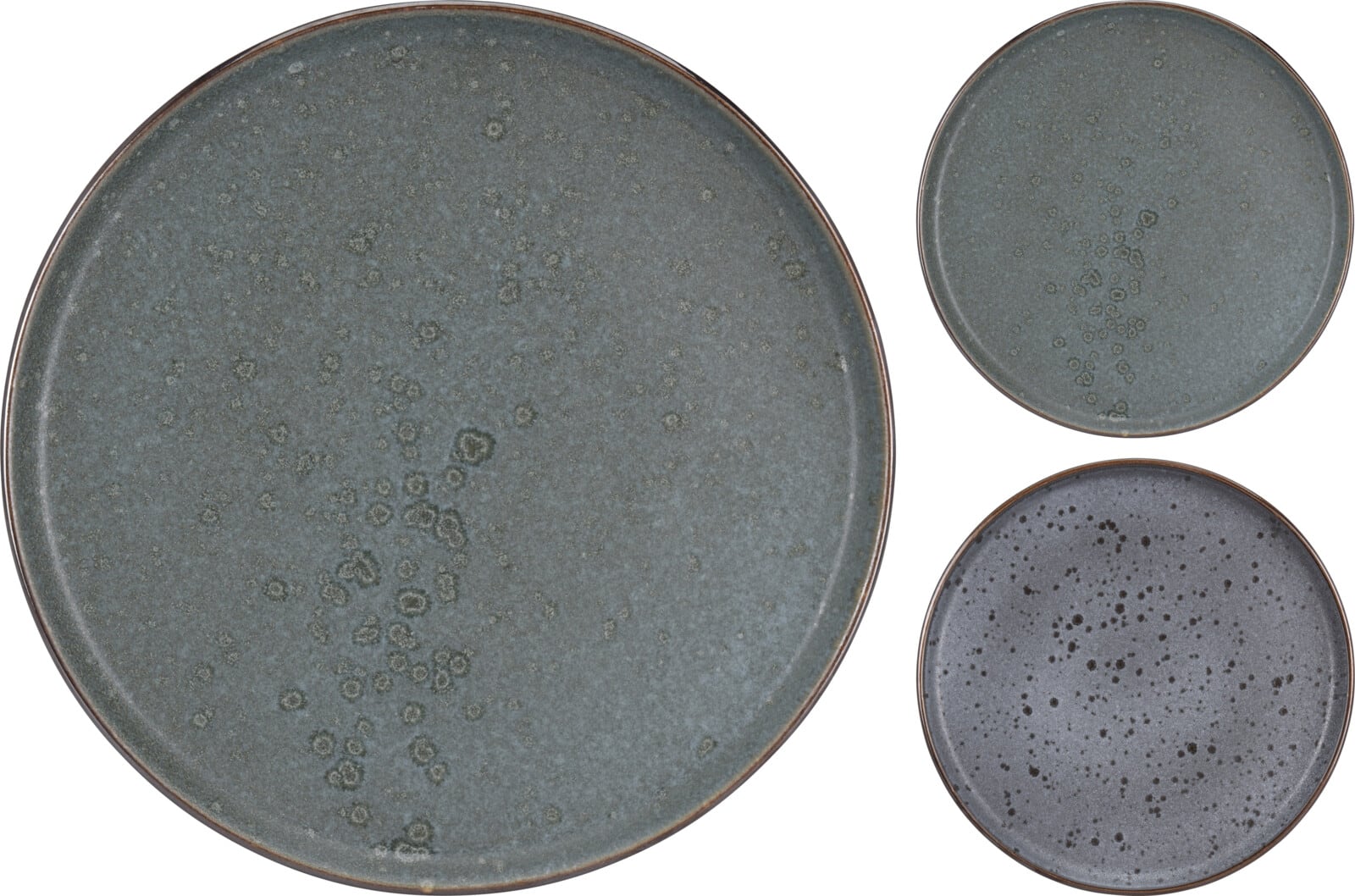 4goodz 6 stuks Aardewerk Ontbijtborden in 2 kleuren grijs/blauw 21 cm