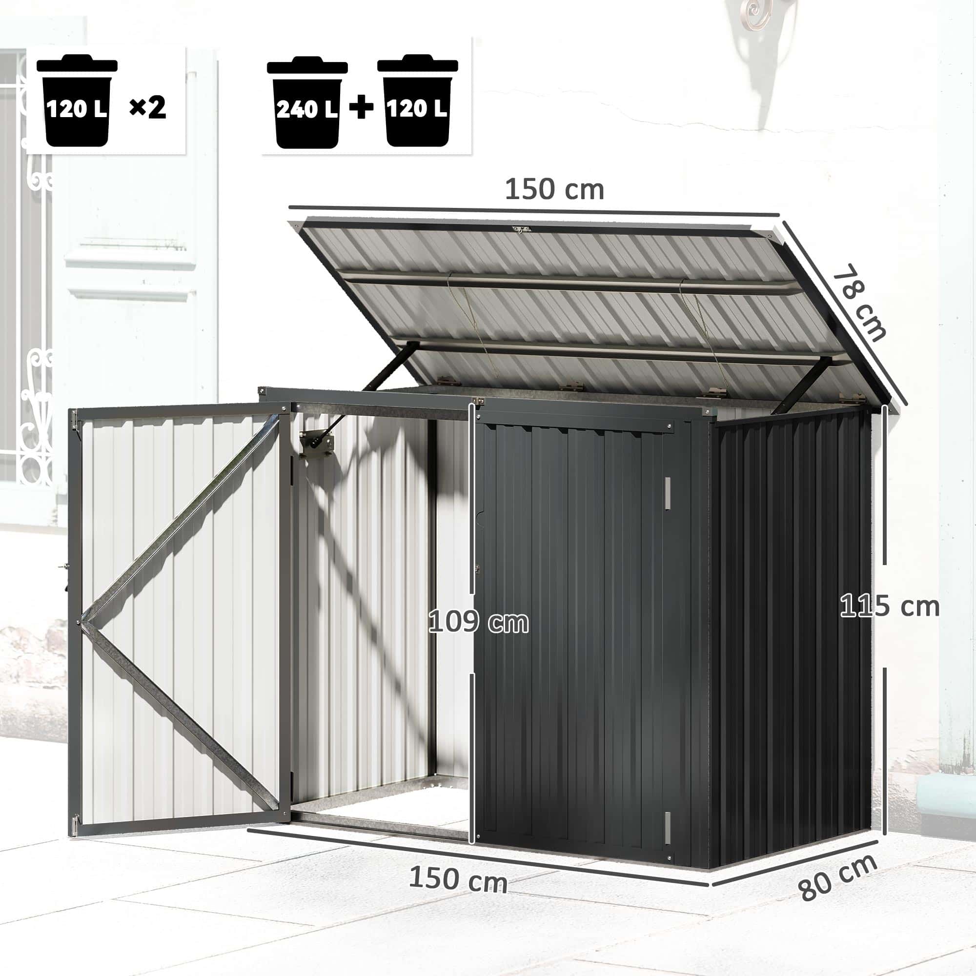 4goodz Gegalvaniseerd Stalen Containerombouw - Afvalbak kliko ombouw voor 2 containers