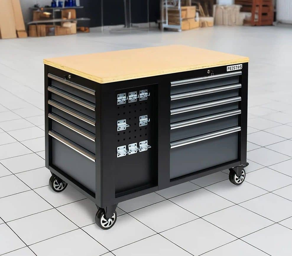 FEISTOS Hektor Mobiele werkbank - 114x73x89 cm - Zwart