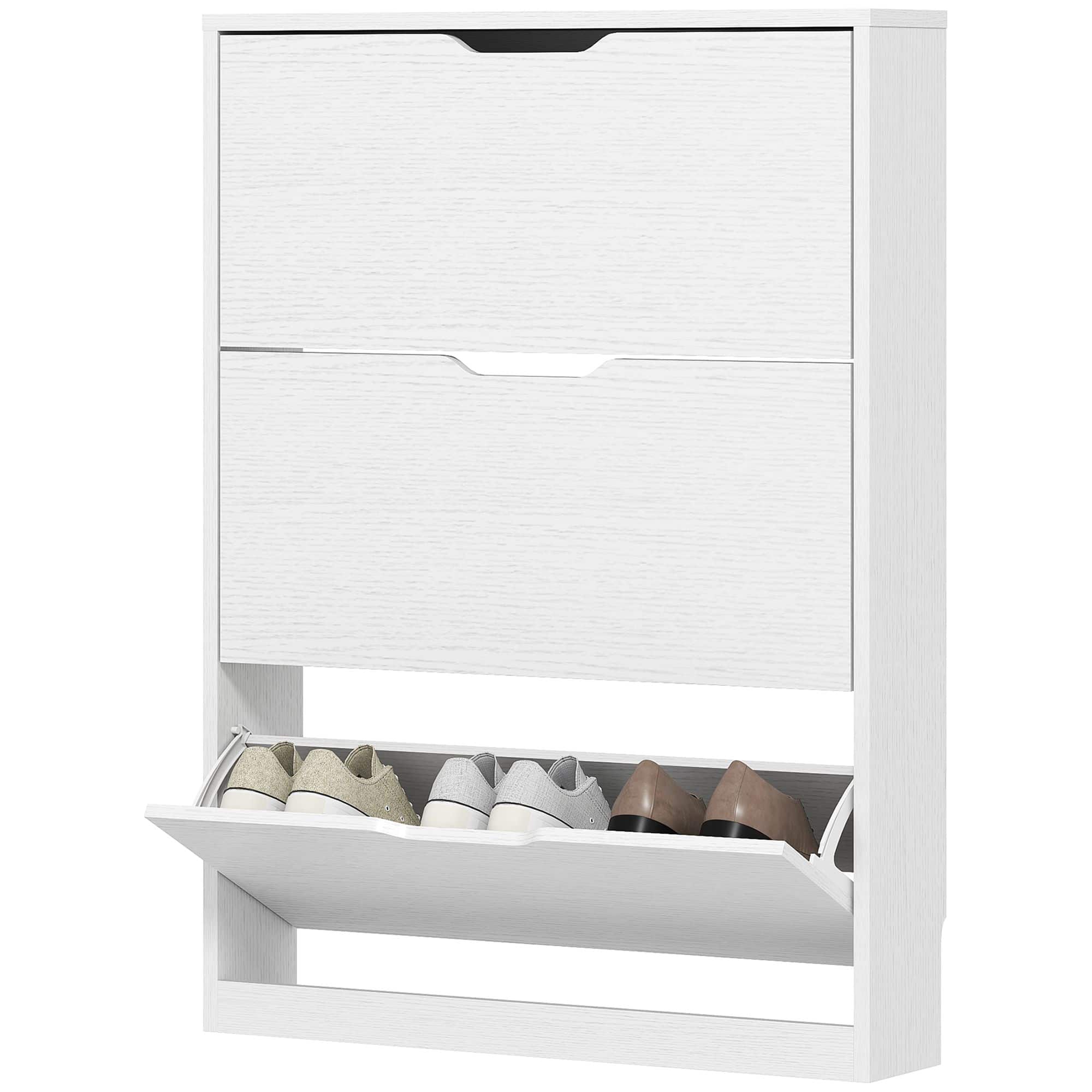 Schoenenkast 3-vaks voor 12 Paar Schoenen mt 47 - 17x80x108 cm - Wit