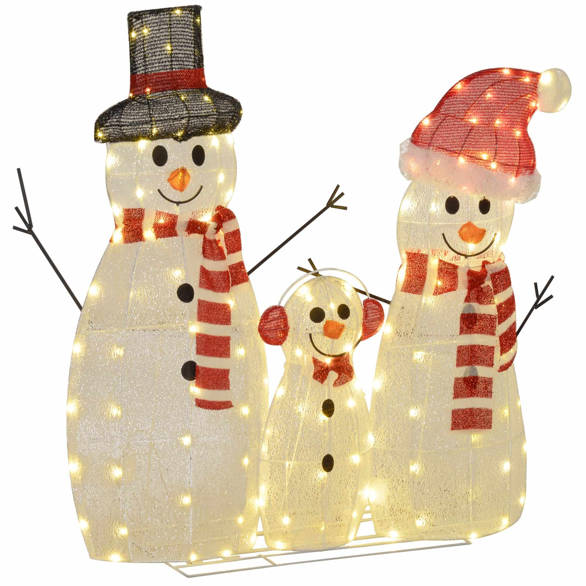 4goodz kerstfiguur Set van Sneeuwmannen met verlichting 148 LED - wit
