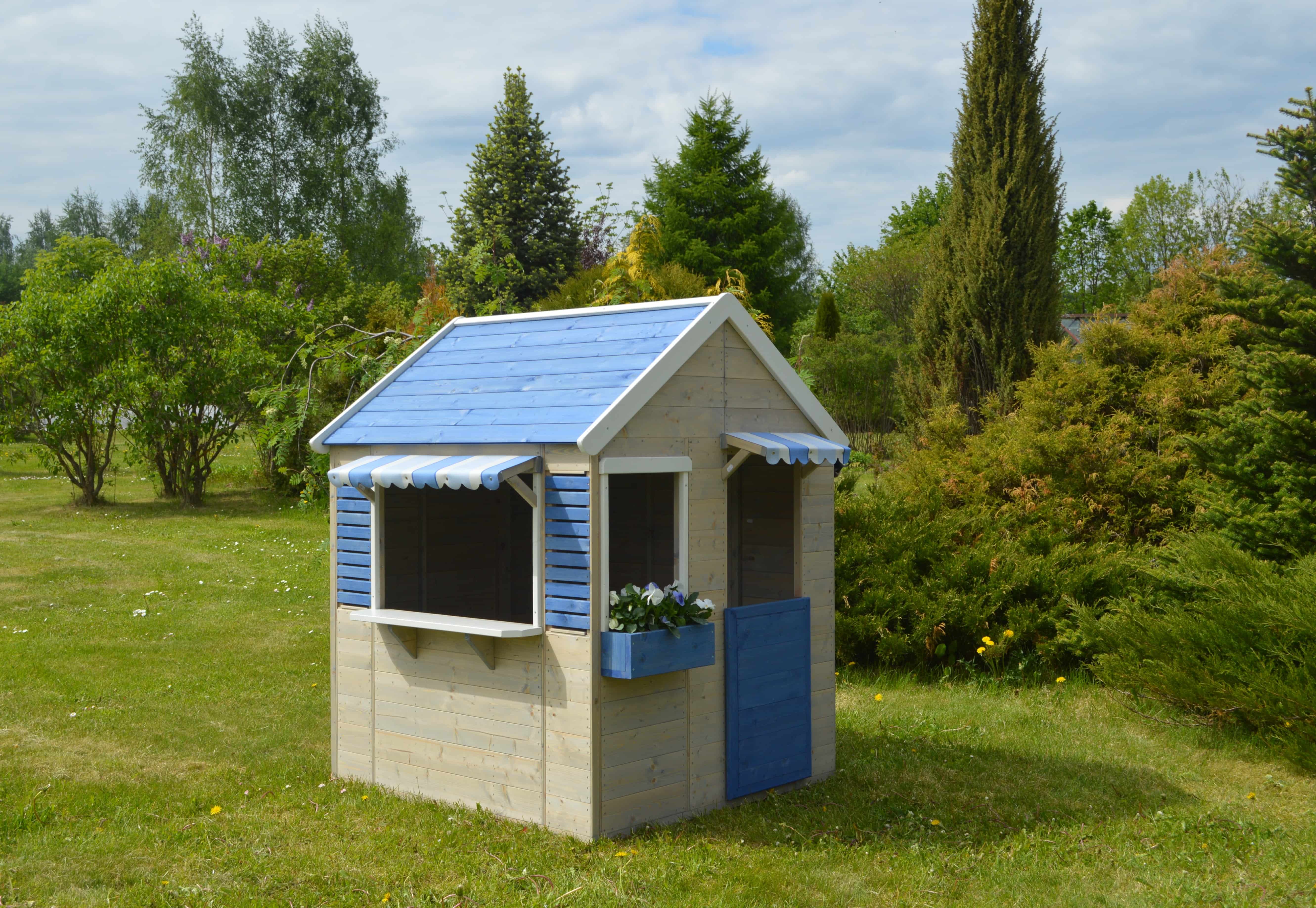 Wendi Toys Houten speelhuis - Strandwinkel - Blauw - Voor buiten / tuin