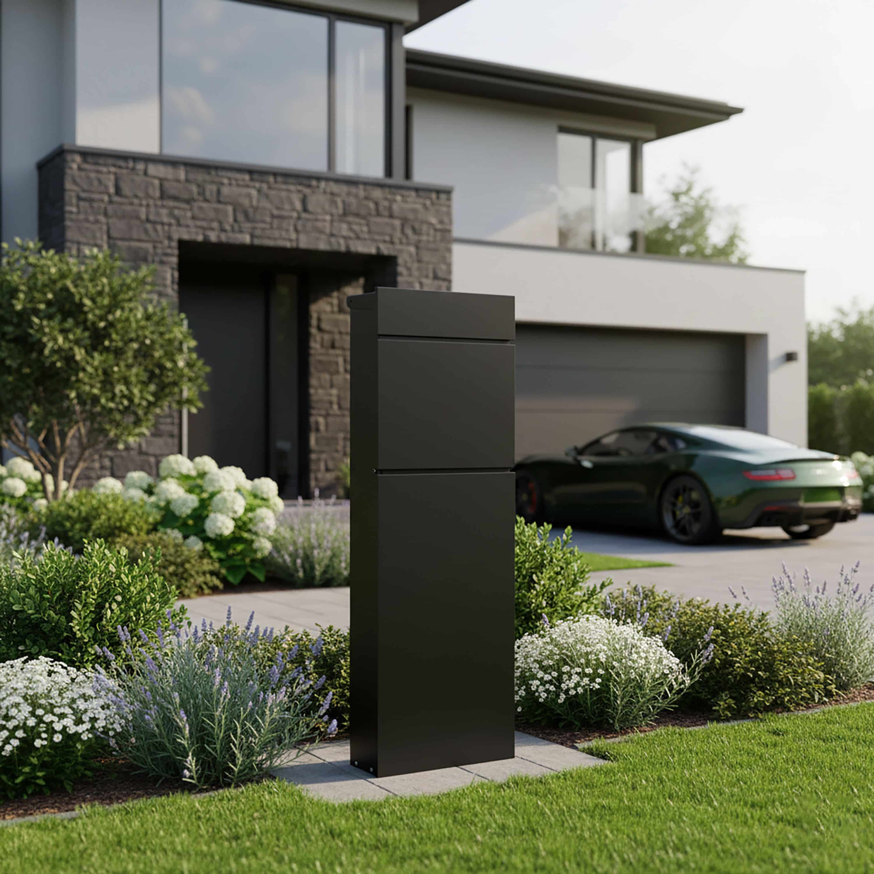 4gardenz® Vrijstaande Brievenbus - Gegalvaniseerd Staand met Slot - Zwart