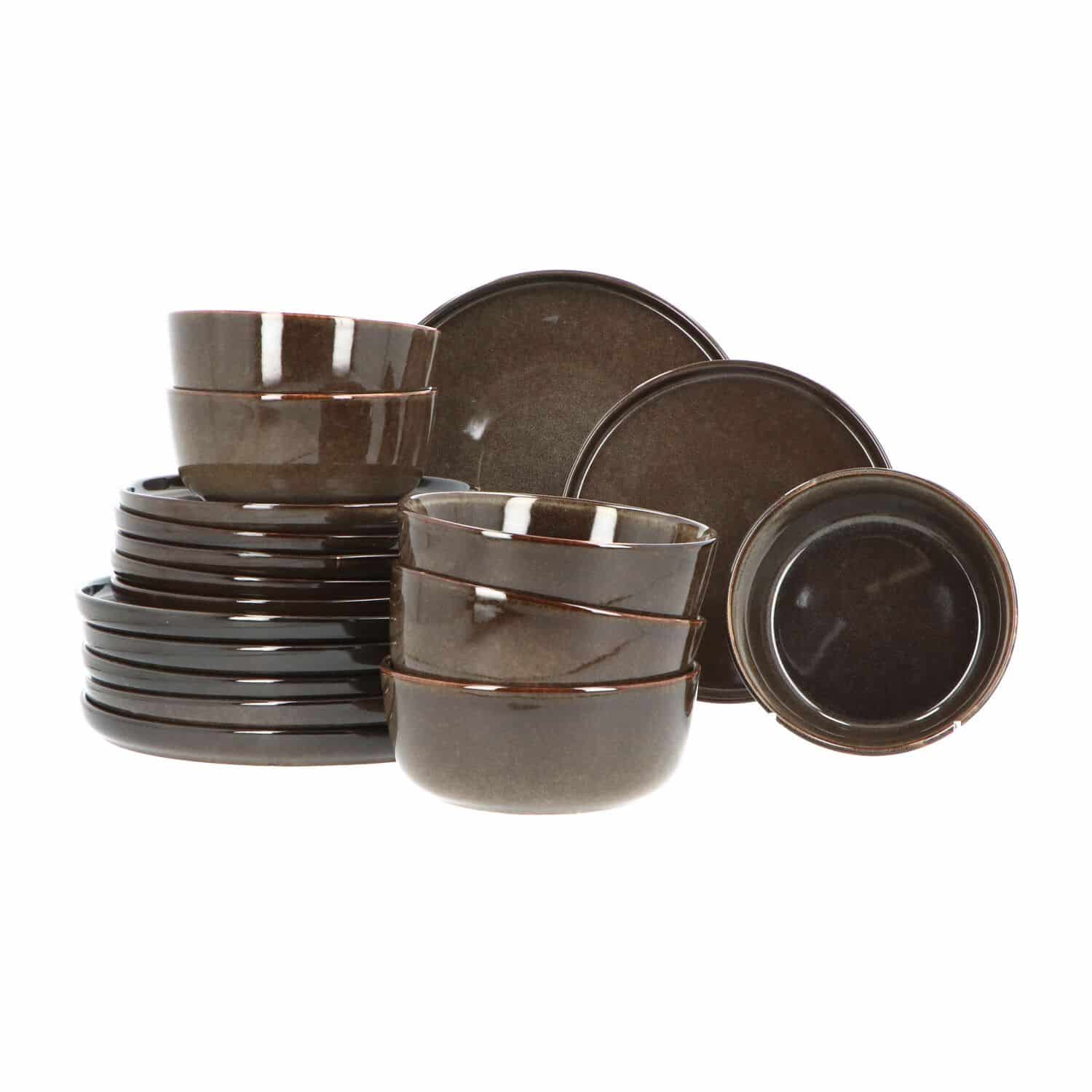 6 persoons 18-delig servies Terre Bruin Geglazuurd Keramiek 6 persoons 18-delig servies Terre Bruin Geglazuurd Keramiek
