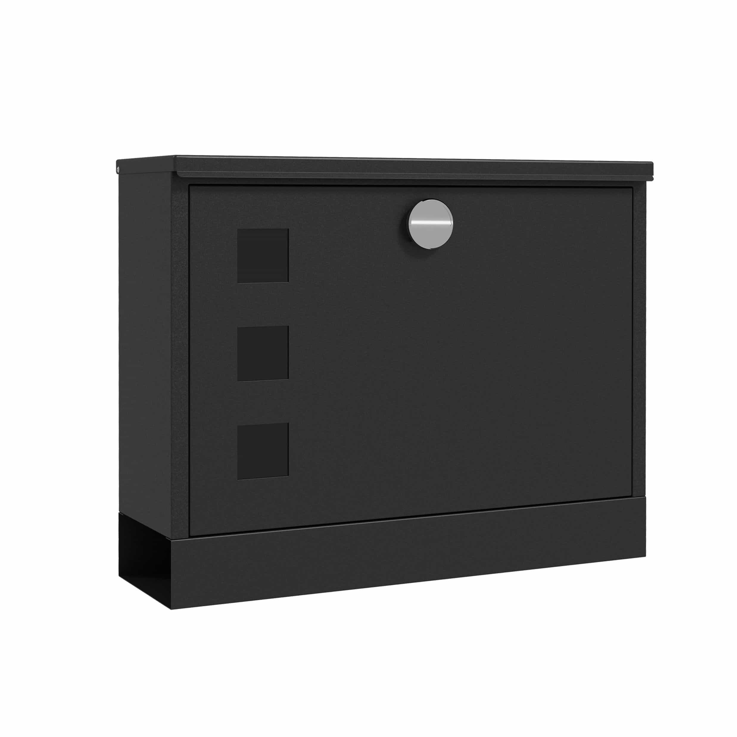 Wandbrievenbus modern - Afsluitbaar met slot - 36,5x11,5x29 cm - Zwart