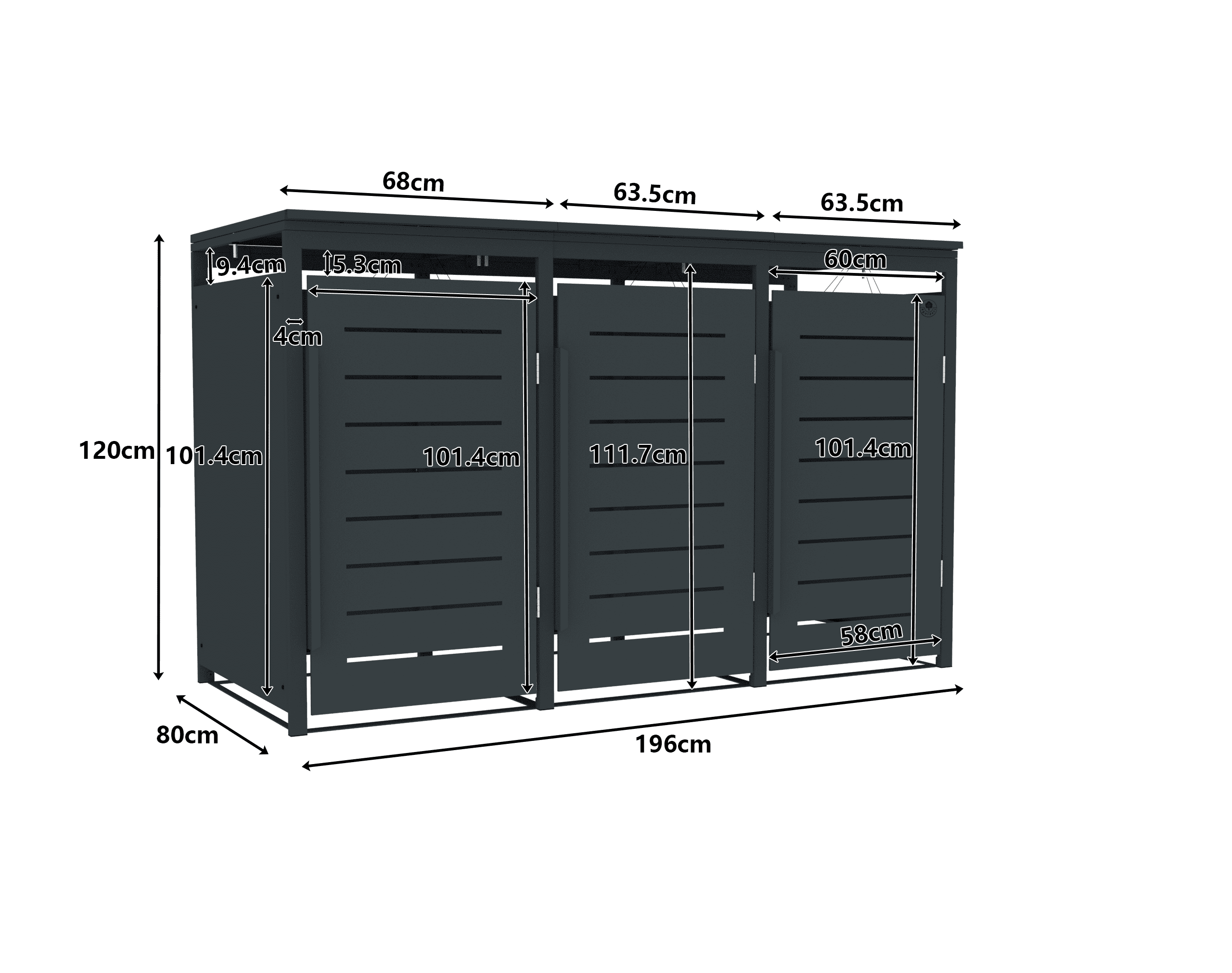 4gardenz® Slimline Kliko Containerombouw 3 Afvalbakken - Antraciet