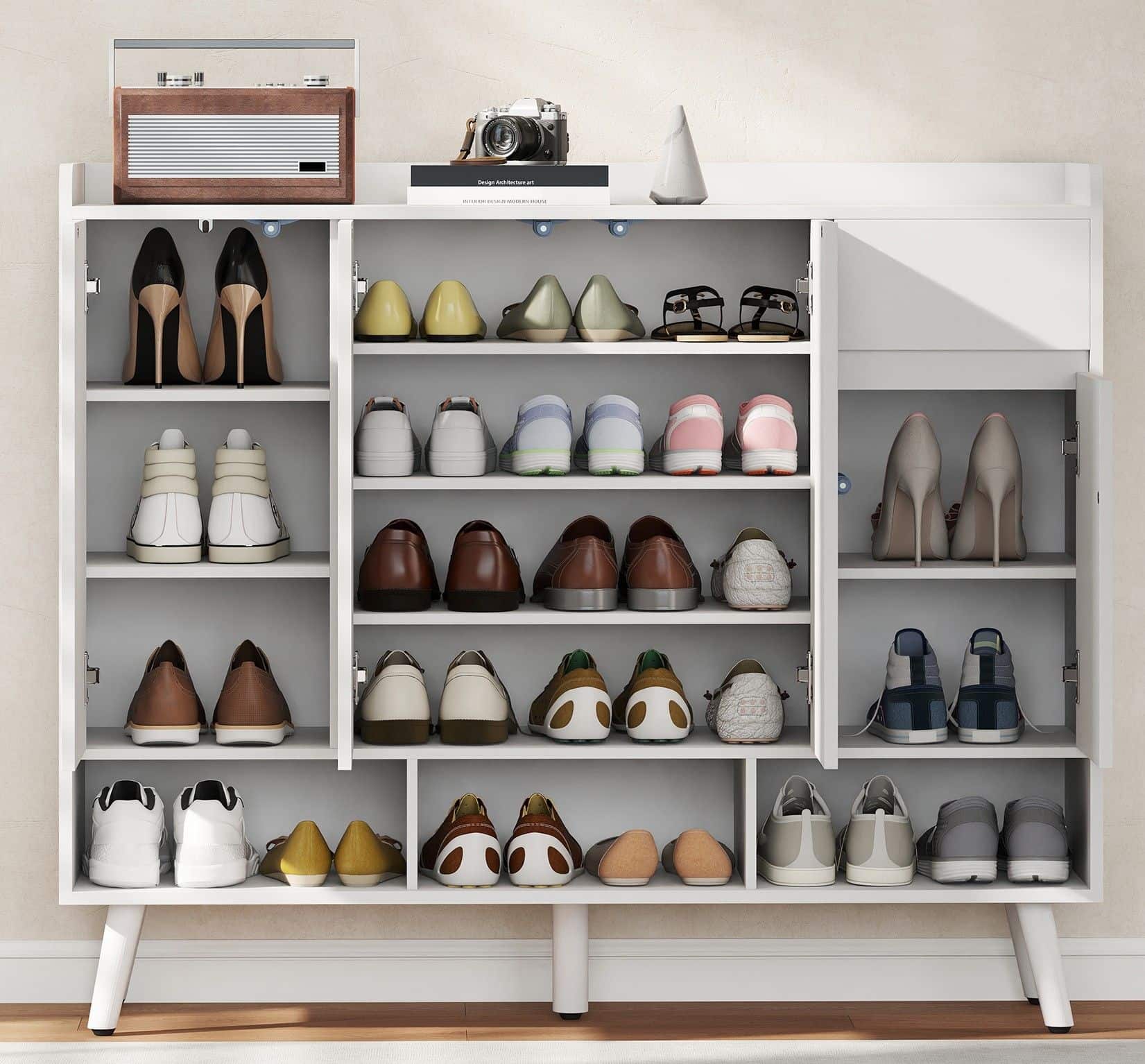 4goodz XXL Schoenenkast met 3 deuren - verstelbare planken - Wit