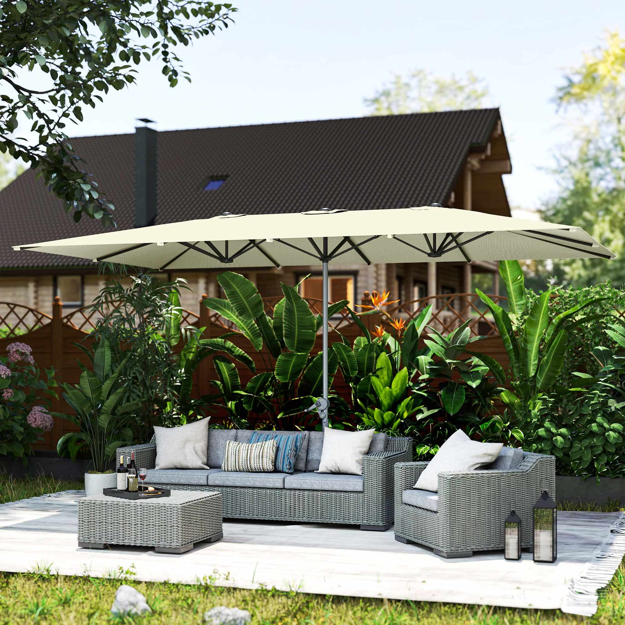 4goodz Duo-parasol Rechthoek XL 451x 264 cm - Creme