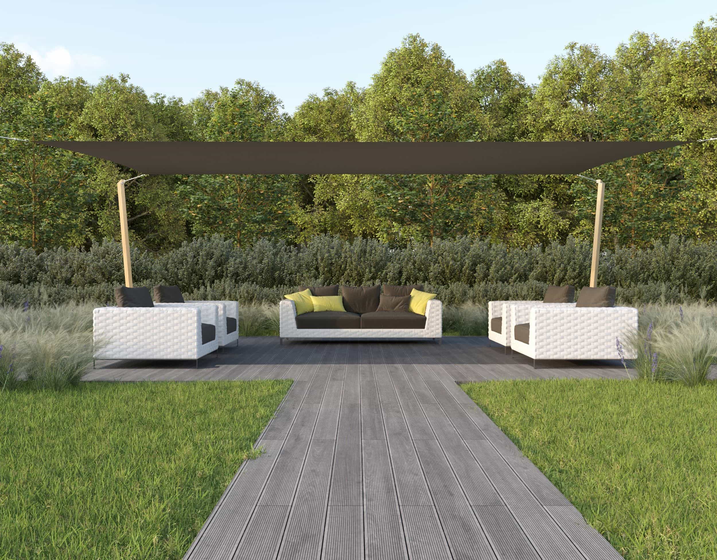 hanSe® Schaduwdoek Rechthoek Waterdoorlatend 6x7 m Zonnedoek Taupe
