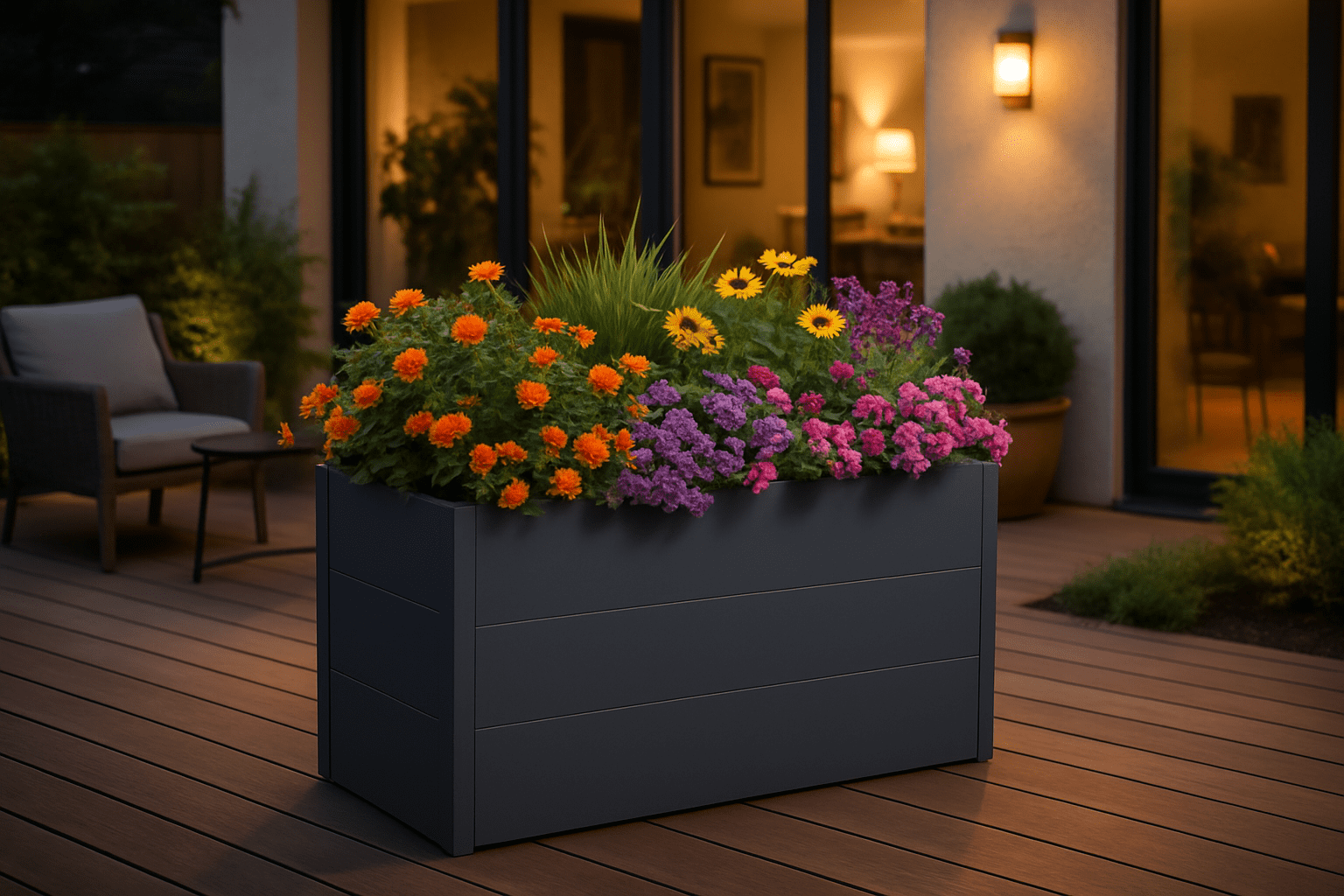 4gardenz® Plantenbak Rechthoek Metaal voor Buiten met Verhoogde Bodem - 100x50x60 cm - Antraciet