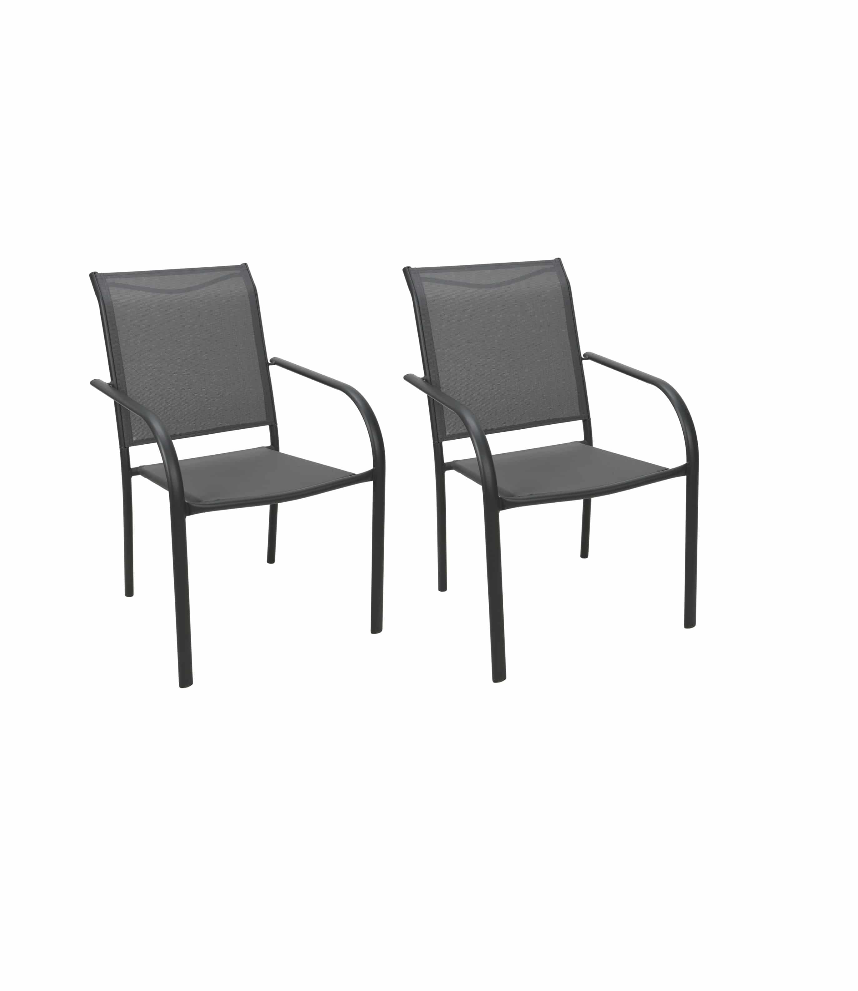 2 stuks Stapelbare Tuinstoelen Aluminium Antraciet - Plaatsbesparend