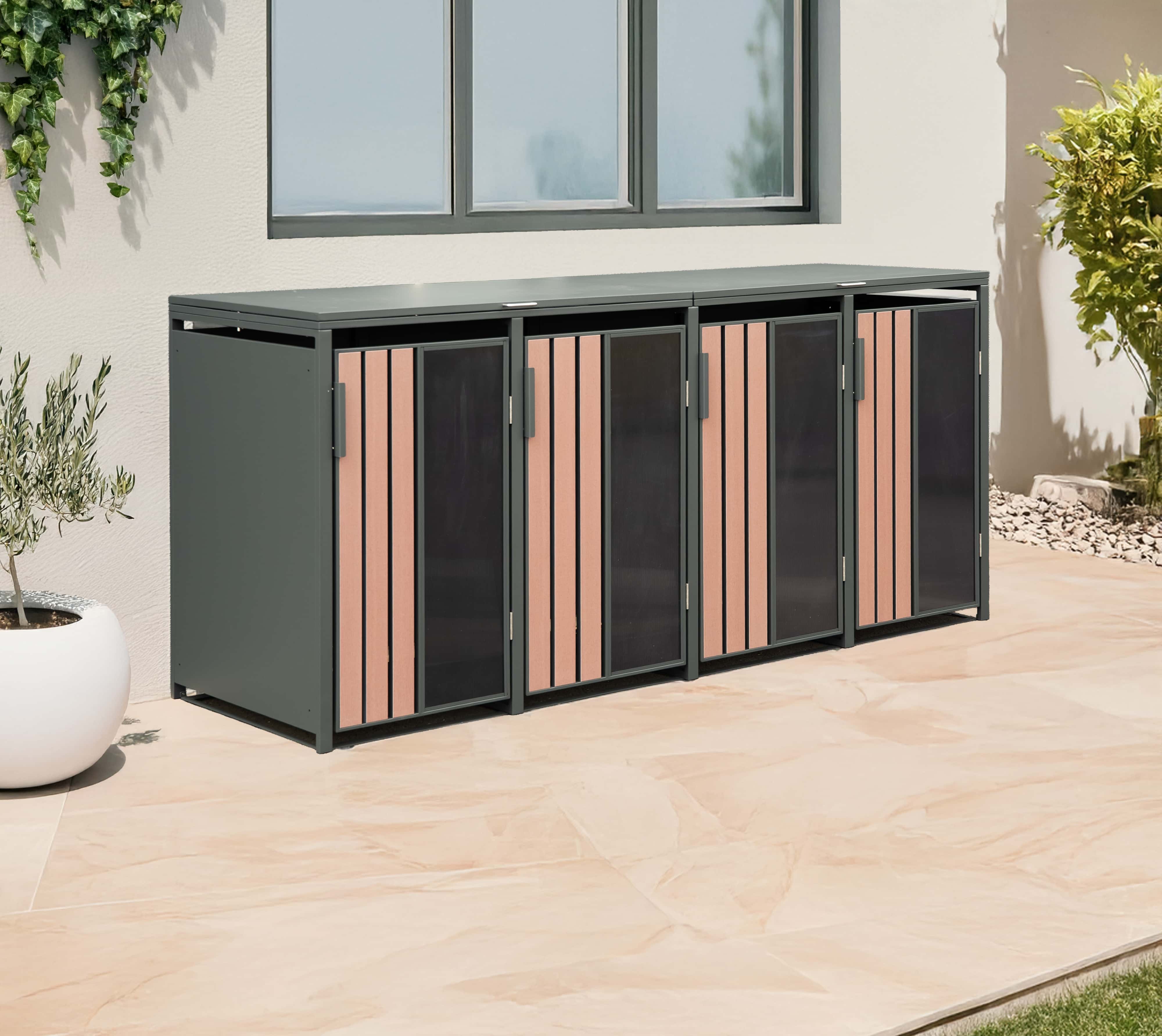 Westmann Status-4 Metalen Containerombouw voor 4 kliko's - Houtlook