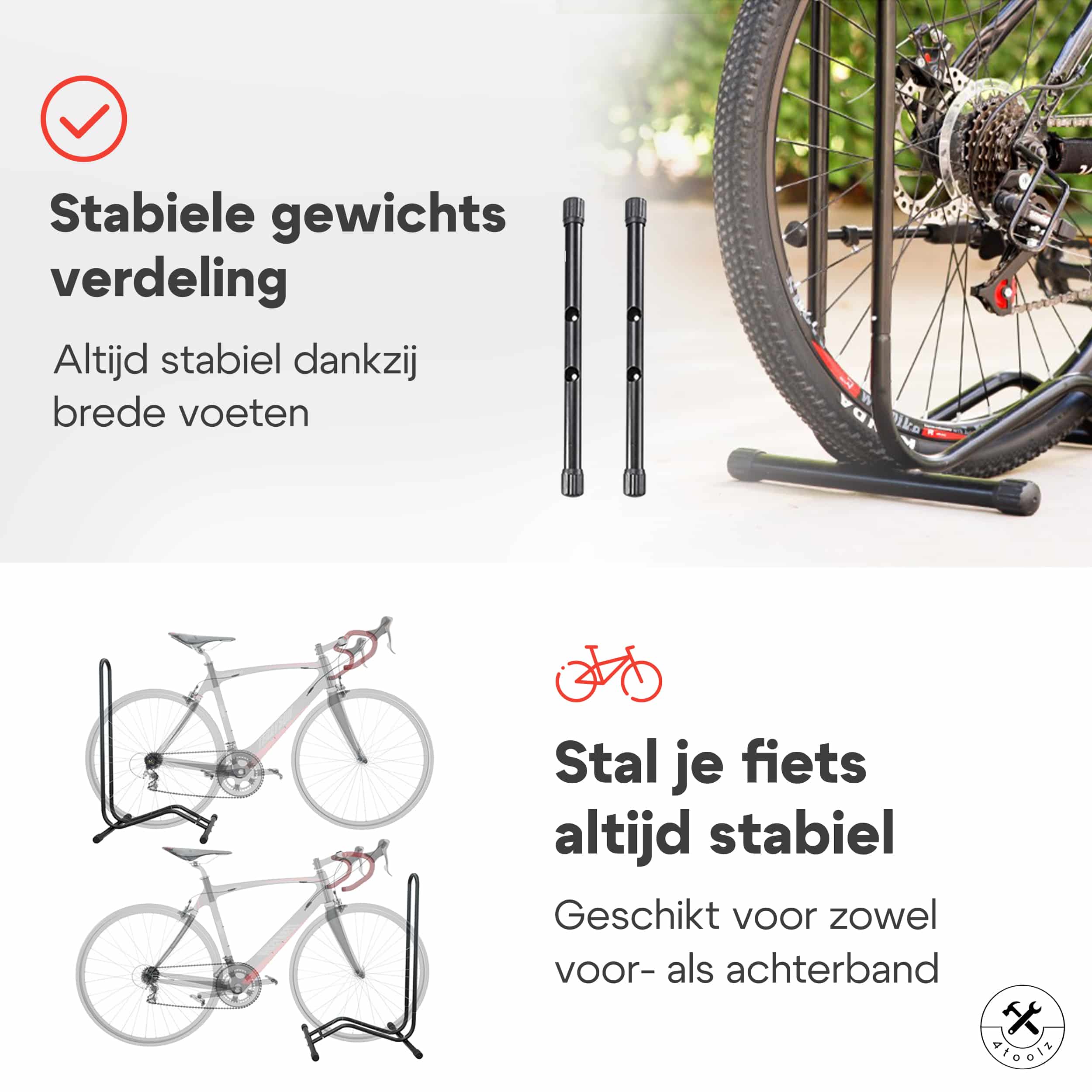 4toolz® Universeel Display Fietsenrek - fiets standaard - zwart