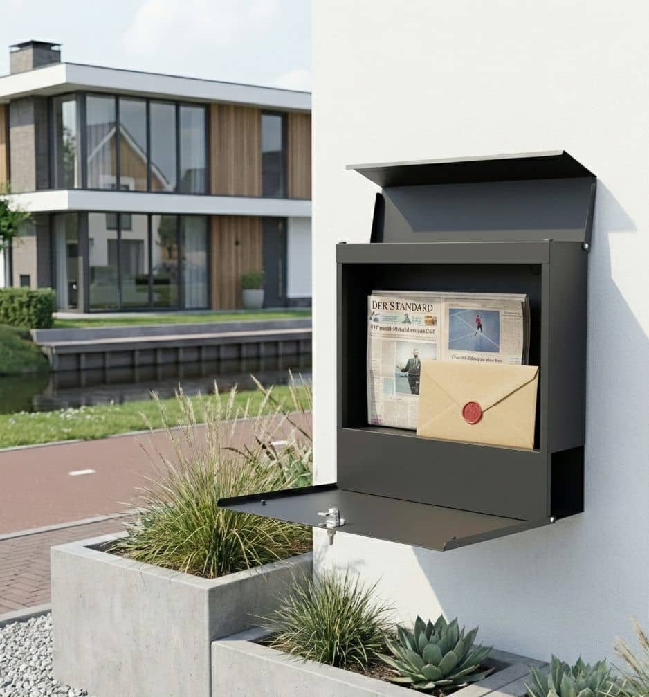 4gardenz® Wandbrievenbus met Veilig Slot - Brievenbus Hangend Staal - Zwart