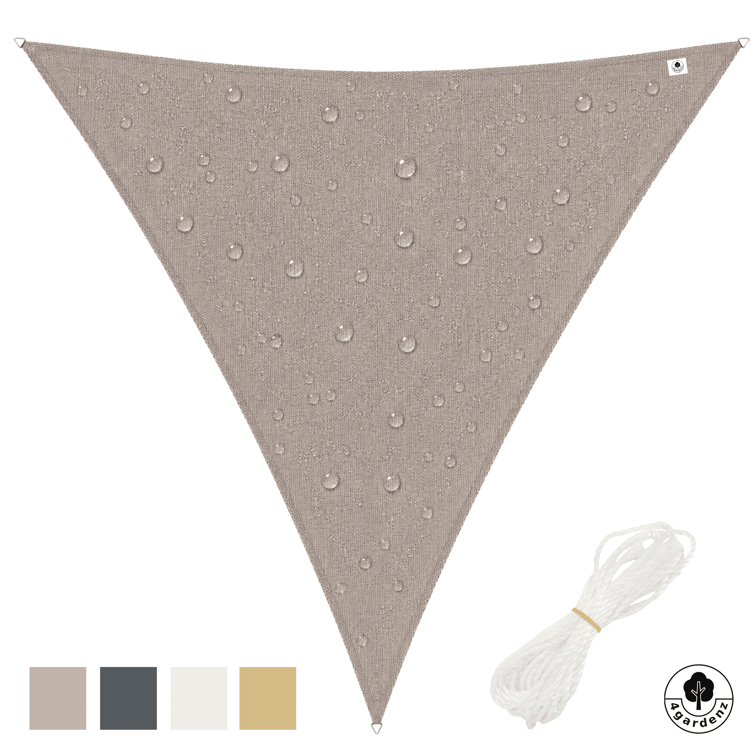 4gardenz Schaduwdoek Waterafstotend Driehoek 3x3x3 mtr - Taupe