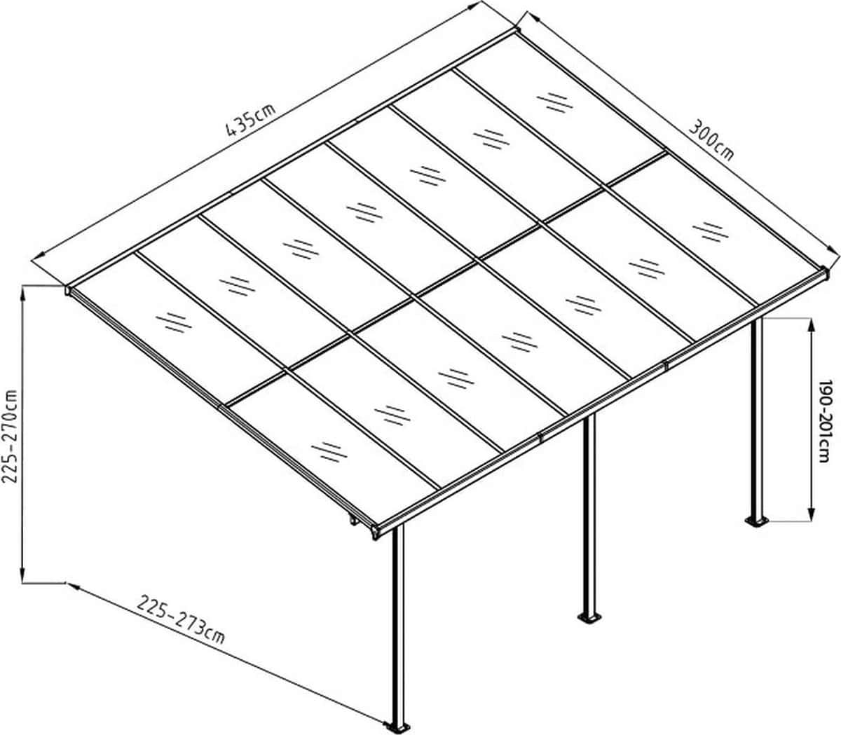 Westmann Bruce 435 - SI06106 Terrasoverkapping 435x300cm - Zwart