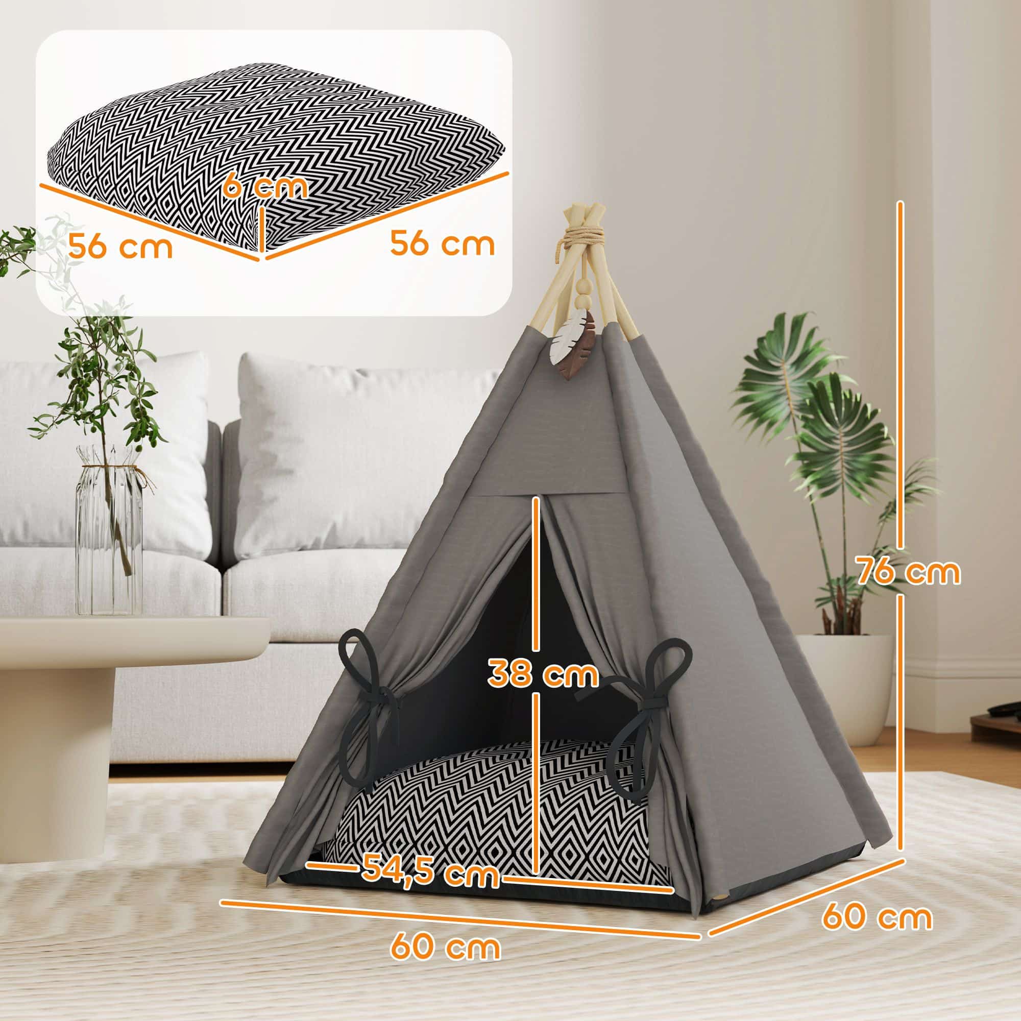 4goodz Tipi-tent voor katten en honden - Grijs