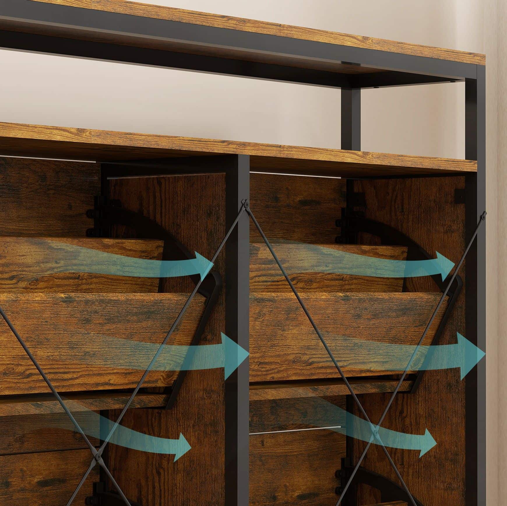 Homcom Schoenenkast met 4 klapladen voor 12-20 paar schoenen