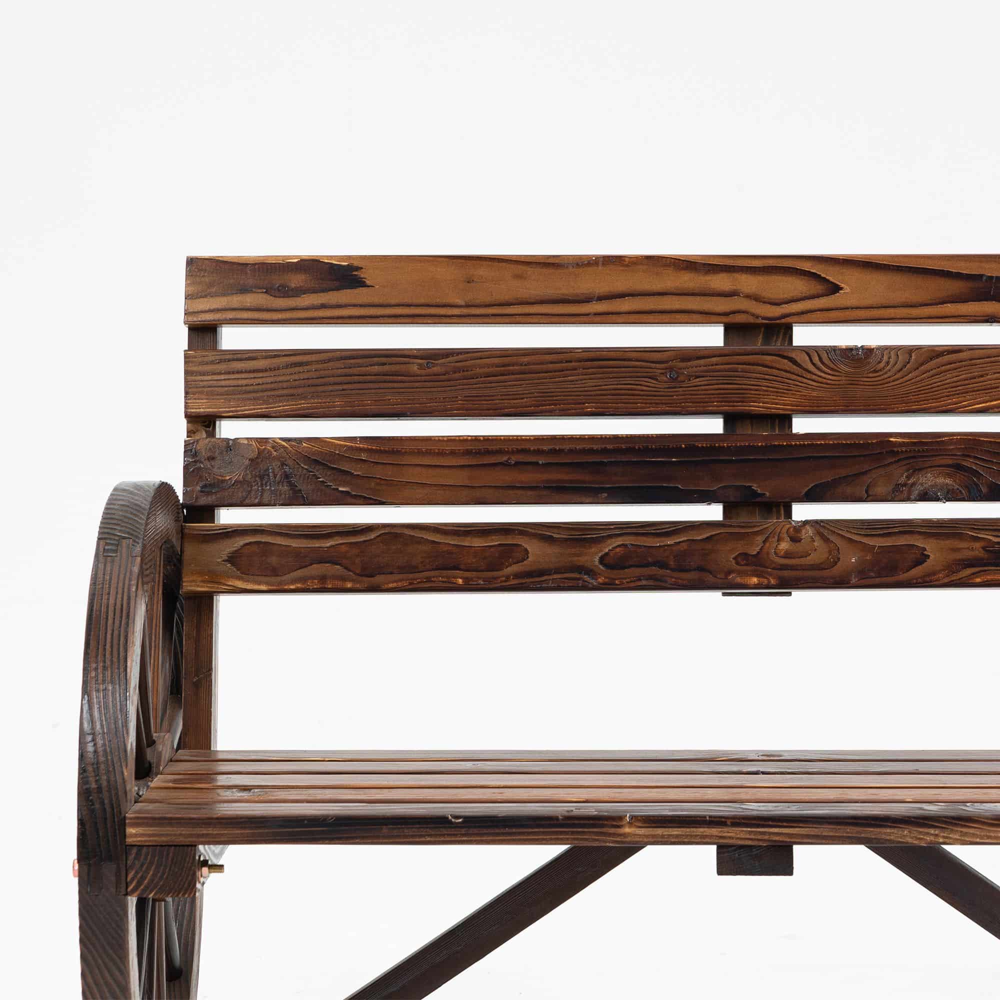 4goodz Tuinbank met armleuning Wagenwielen design Massief Hout