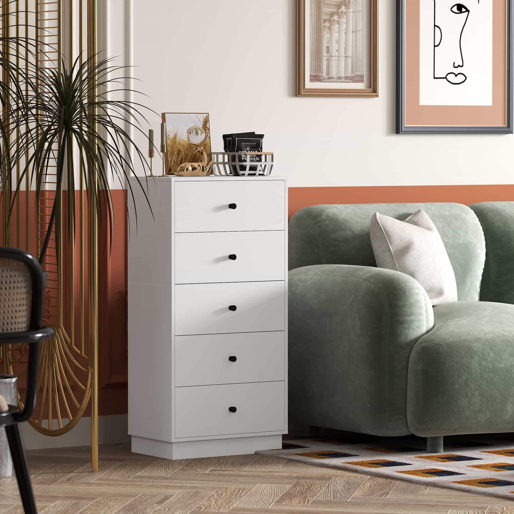 4goodz Ladenkast met 5 Laden 29 47 x 95 cm - Wit