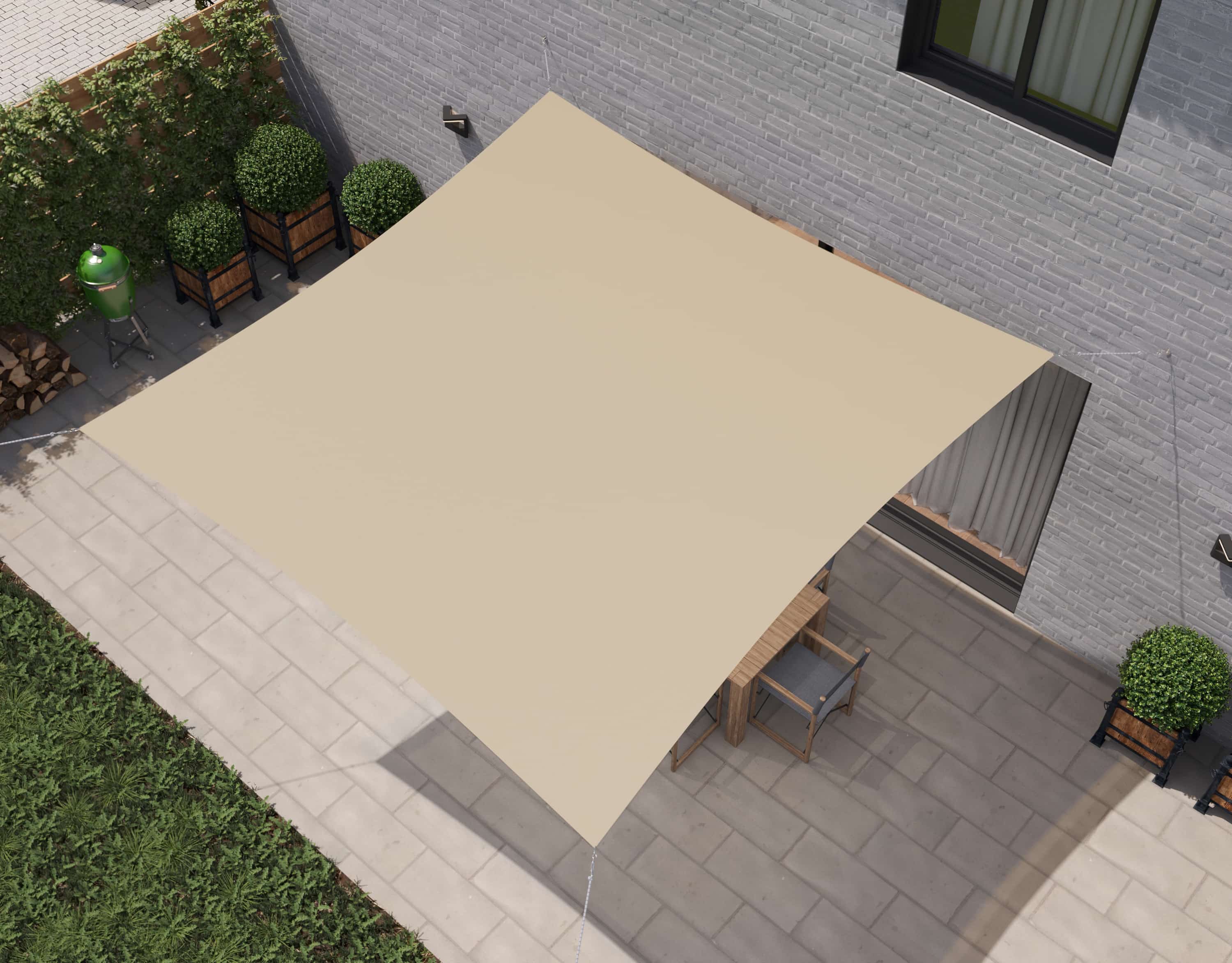 hanSe® Schaduwdoek Vierkant Waterdoorlatend 3x3 m Zonnedoek Creme
