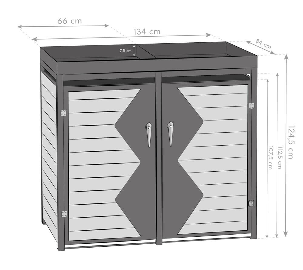 Westmann Containerombouw 2x240 ltr - ombouw met Afneembare bloembak - Houtlook Westmann Containerombouw 2x240 ltr - ombouw met Afneembare bloembak - Houtlook