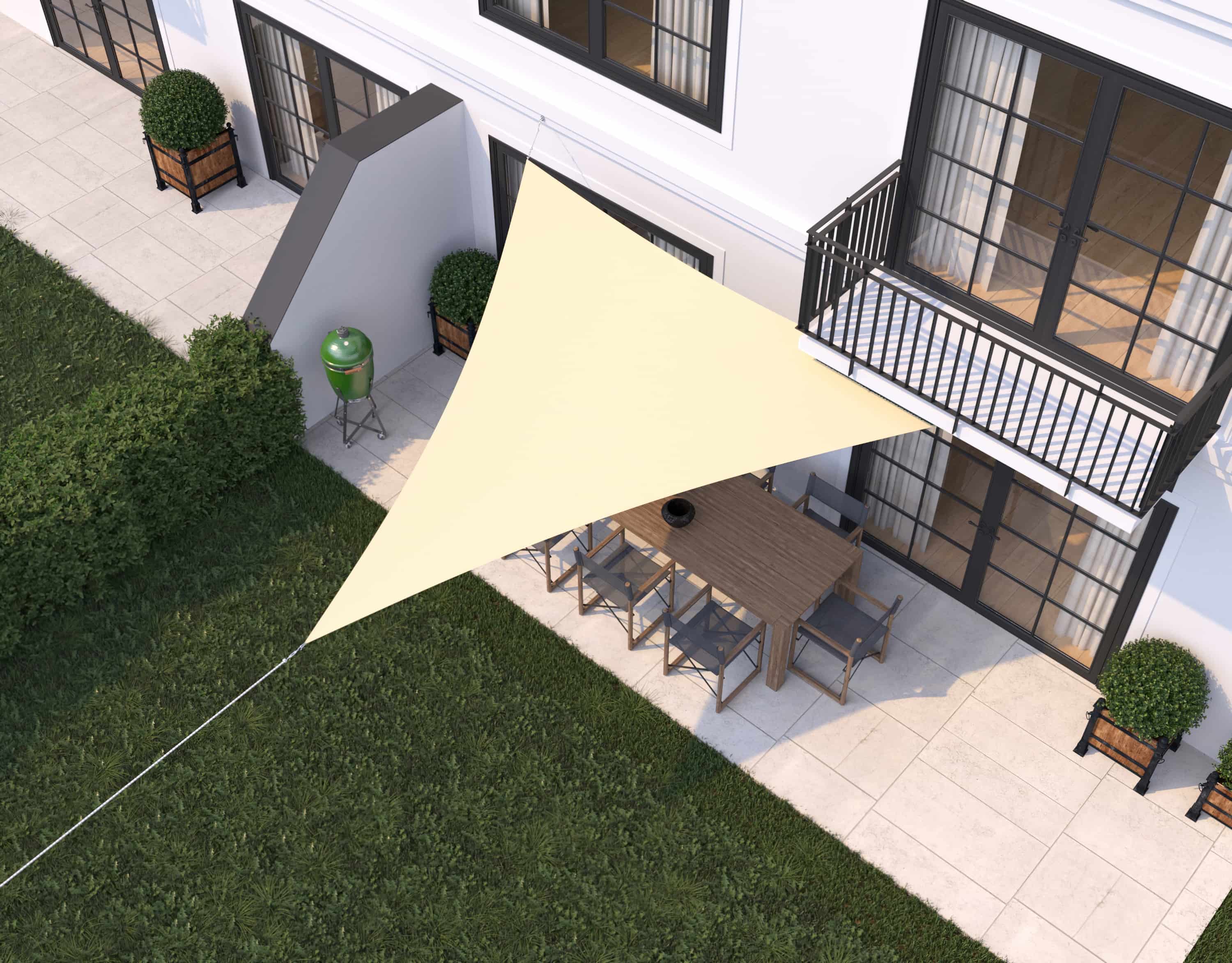 hanSe® Schaduwdoek Driehoek Gelijkbenig Waterdoorlatend 3,5x3,5x4,95 m Creme hanSe® Schaduwdoek Driehoek Gelijkbenig Waterdoorlatend 3,5x3,5x4,95 m Creme