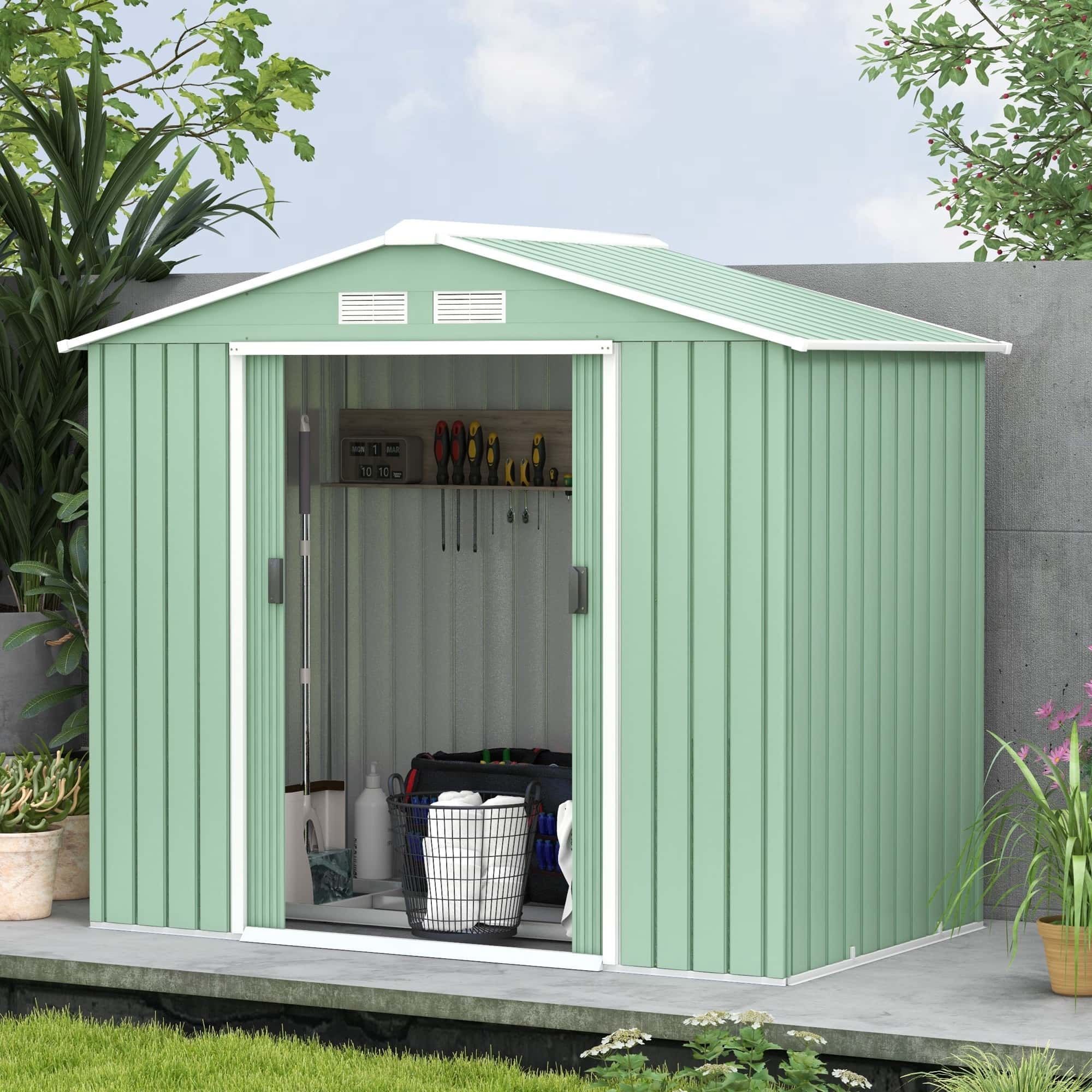 4goodz Gereedschapsschuur Metaal 130x213x185 cm - Groen