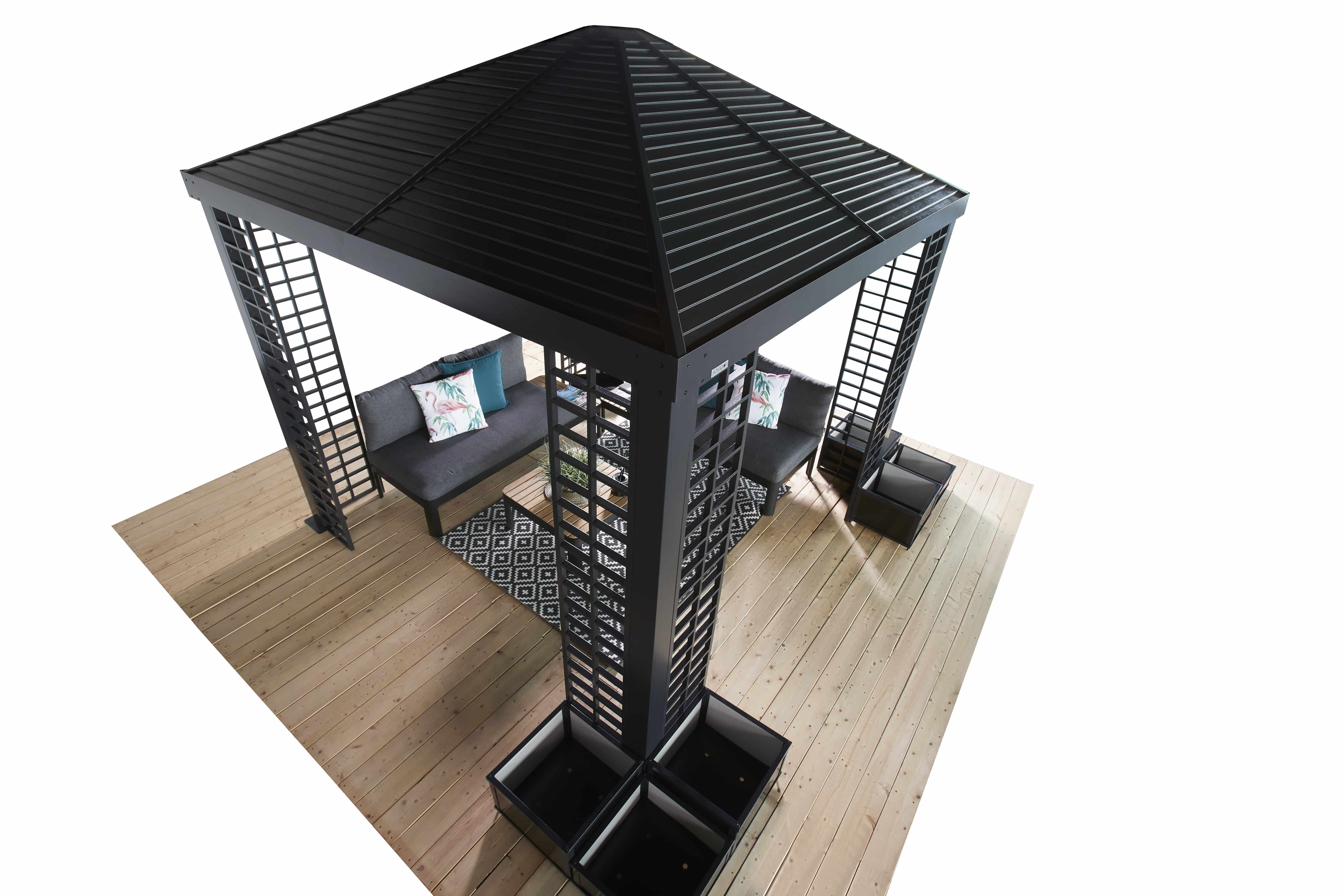 Sojag Paviljoen Pergola Havana 300 cm - met Plantenbakken - Zwart