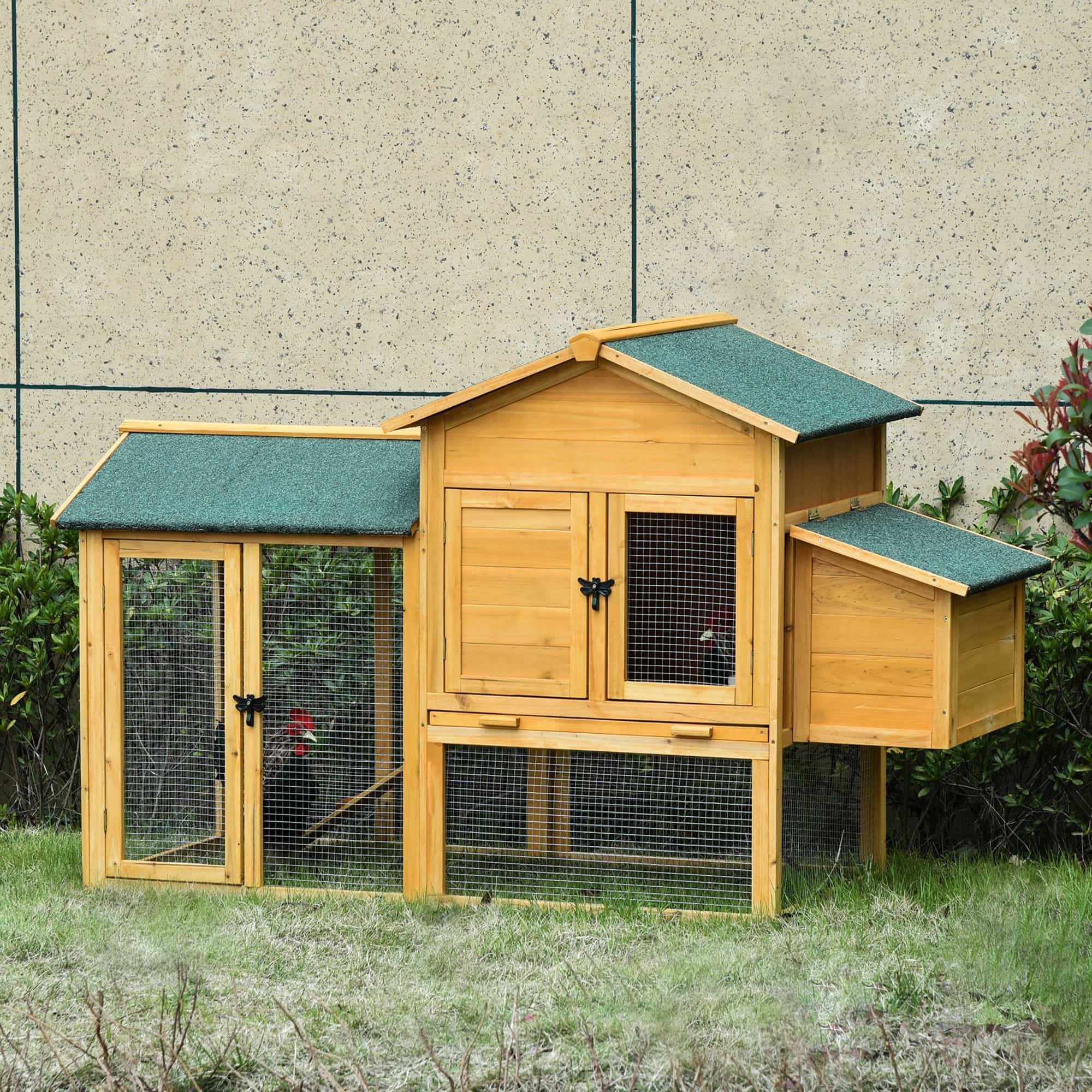 Kippenhok met Uitloop en Nestkast - Hout 168x75x103 cm