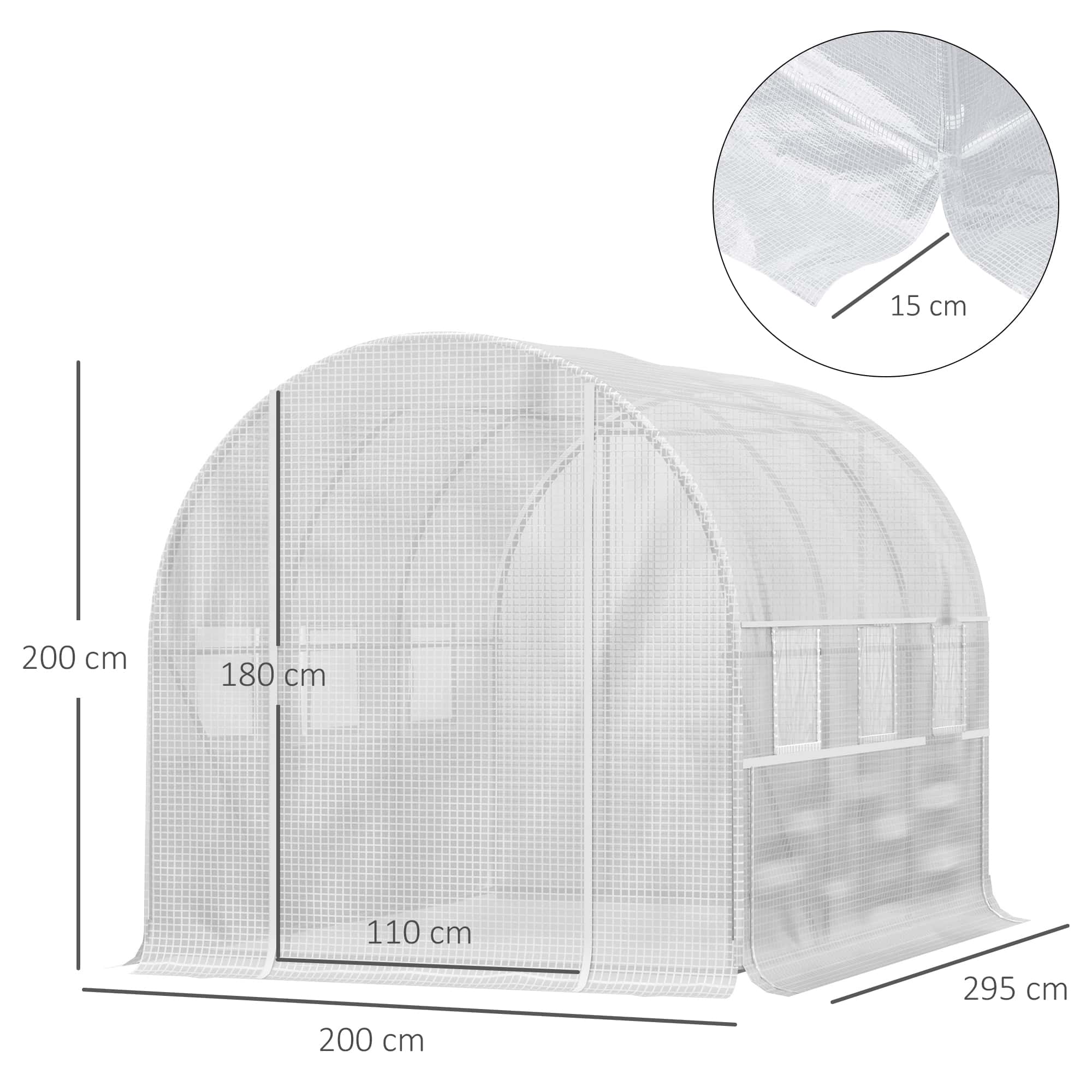 4goodz Foliekas 3x2x2 m tunnel inloopkas kweektent 6 ramen - Wit