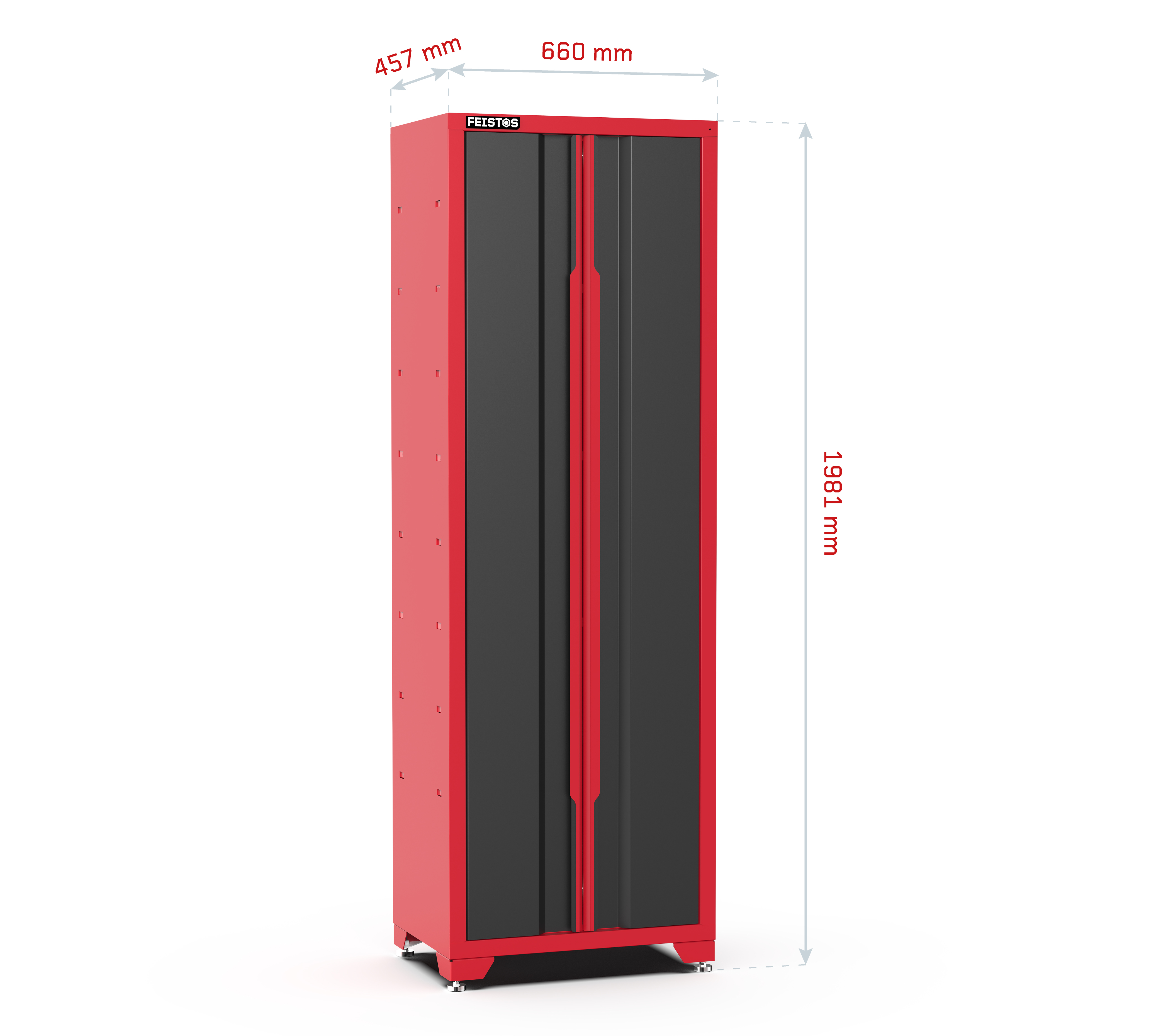 Feistos Gereedschapskast Novo Solo - 48x66x198 cm - Zwart/Rood