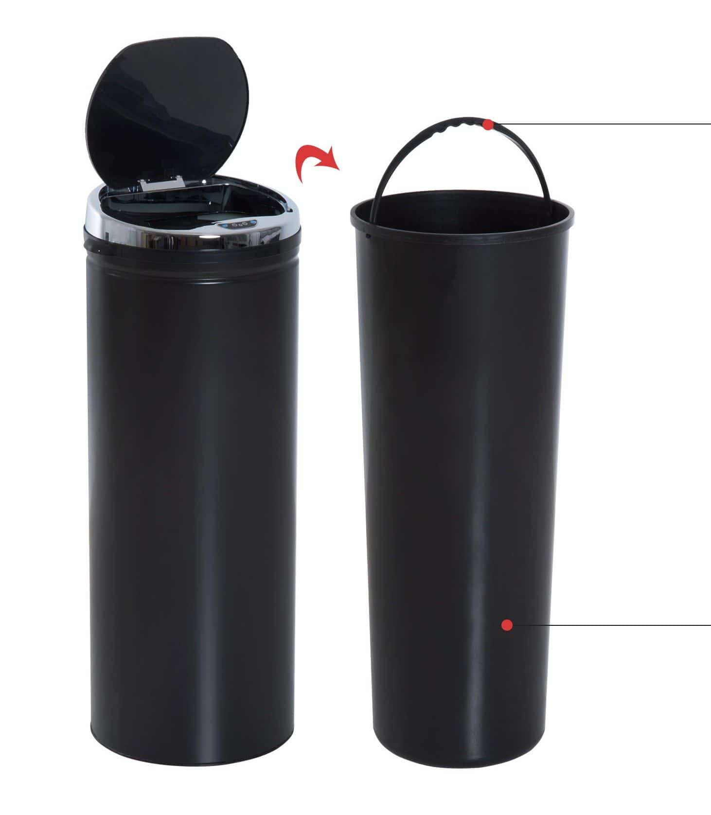 4goodz Sensorprullenbak Met Binnenbak 40 liter - Zwart/Zilver 4goodz Sensorprullenbak Met Binnenbak 40 liter - Zwart/Zilver