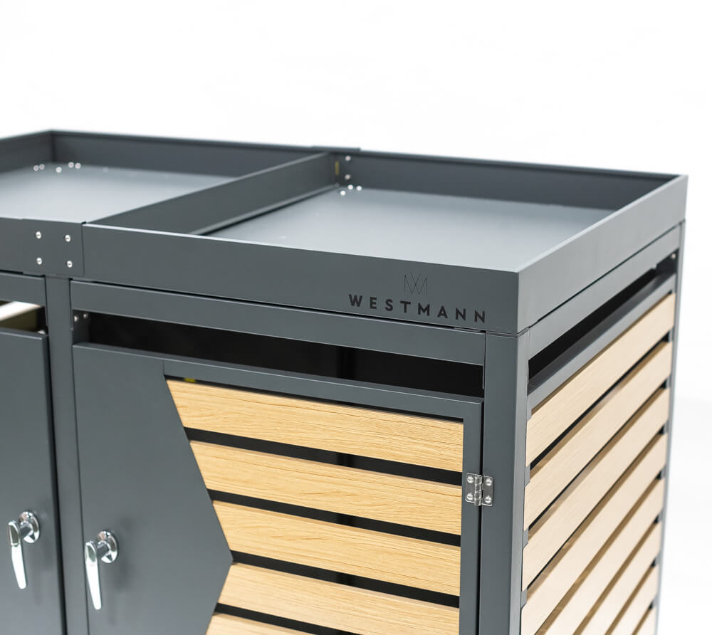 Westmann Containerombouw 2x240 ltr - ombouw met Afneembare bloembak - Houtlook Westmann Containerombouw 2x240 ltr - ombouw met Afneembare bloembak - Houtlook
