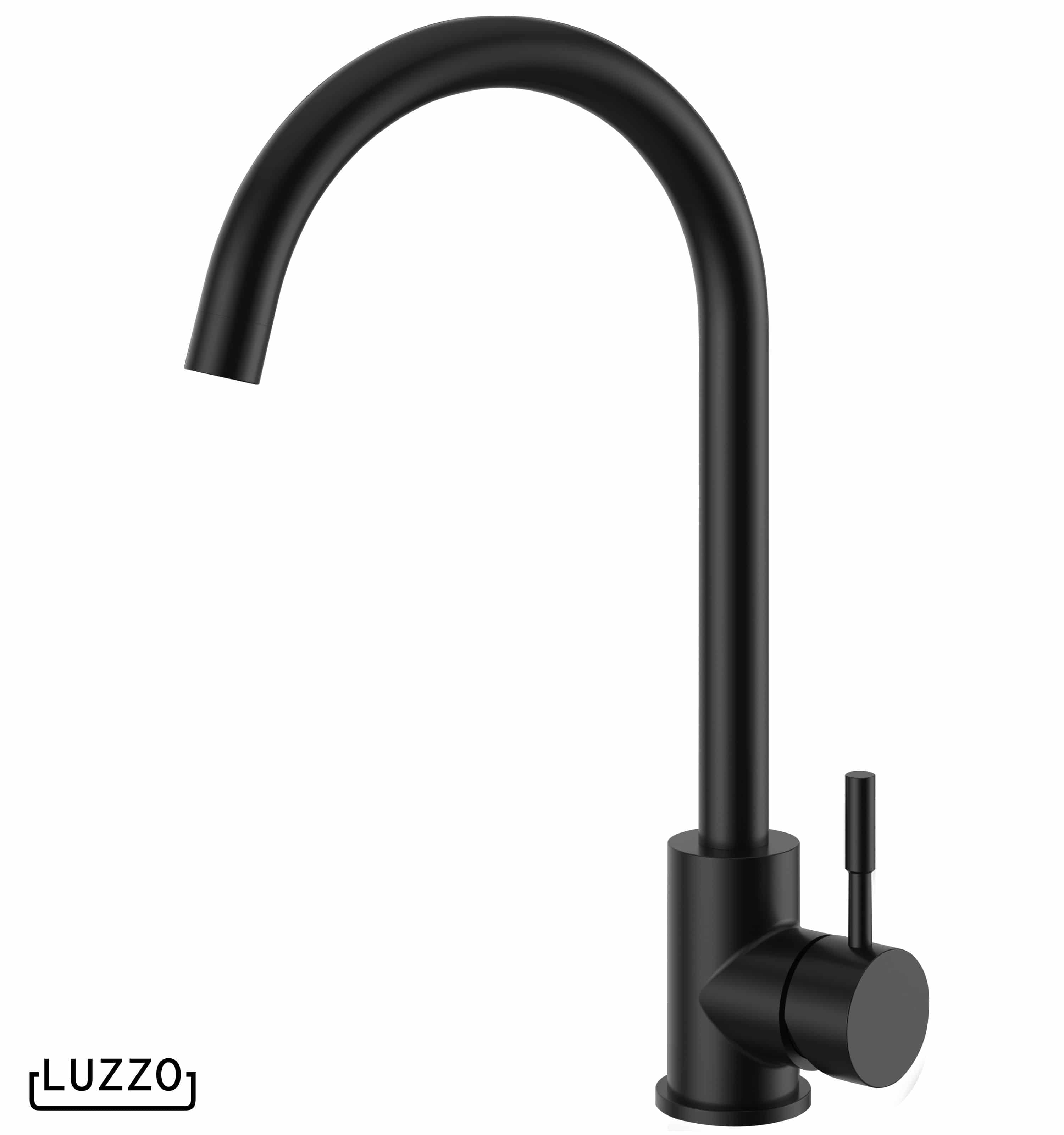 Luzzo® Lesina Keuken­ mengkraan Mat Zwart – hoog model ronde uitloop - 100% roest­vrij staal (RVS) - strak modern design