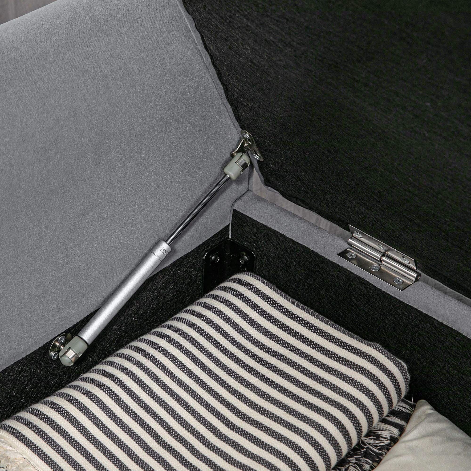 Klassieke Bedbank met Knoopstiksel 48x126x57 cm - Grijs