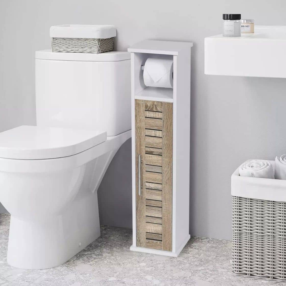 Toiletrolhouder met toiletroldispenser Stockholm - 18x18x75 cm - Bruin