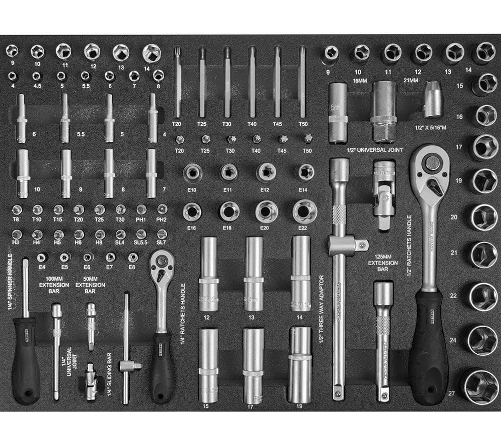 Feistos Mento1 Werkplaatswagen uitgerust met 158 ​​onderdelen - Zwart