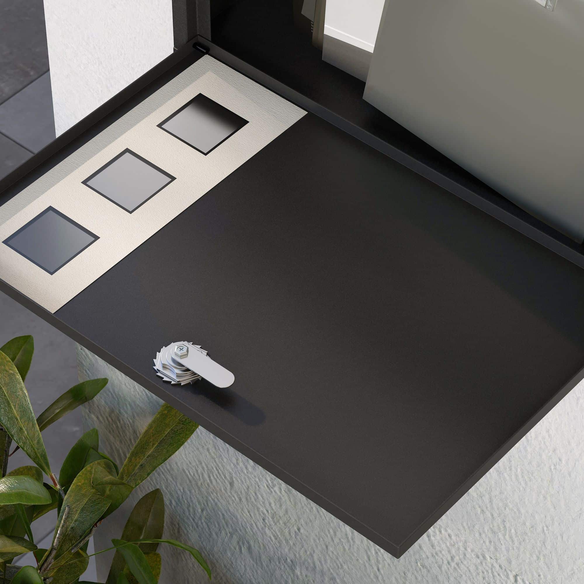 Wandbrievenbus modern - Afsluitbaar met slot - 36,5x11,5x29 cm - Zwart