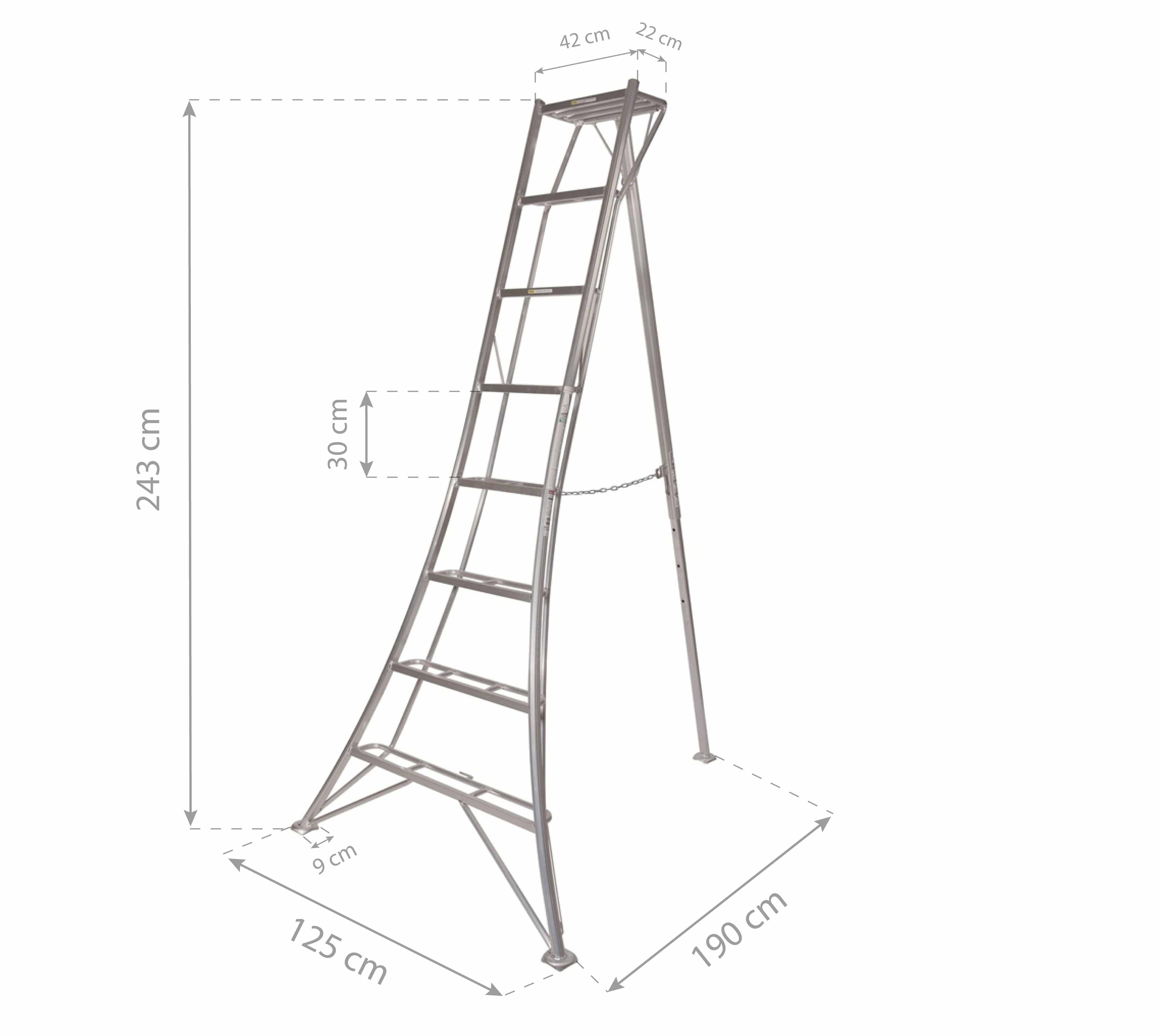 Niwaki Driepoot Tuinladder 240 cm Snoeiladder Tripod Ladder - Plukladder