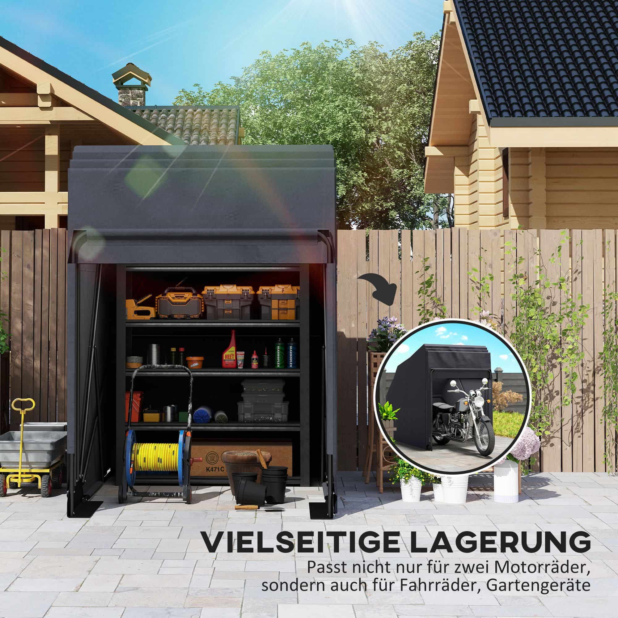 Outsunny Motoropslagtent Waterdicht XXL 345x135x191cm - Zwart