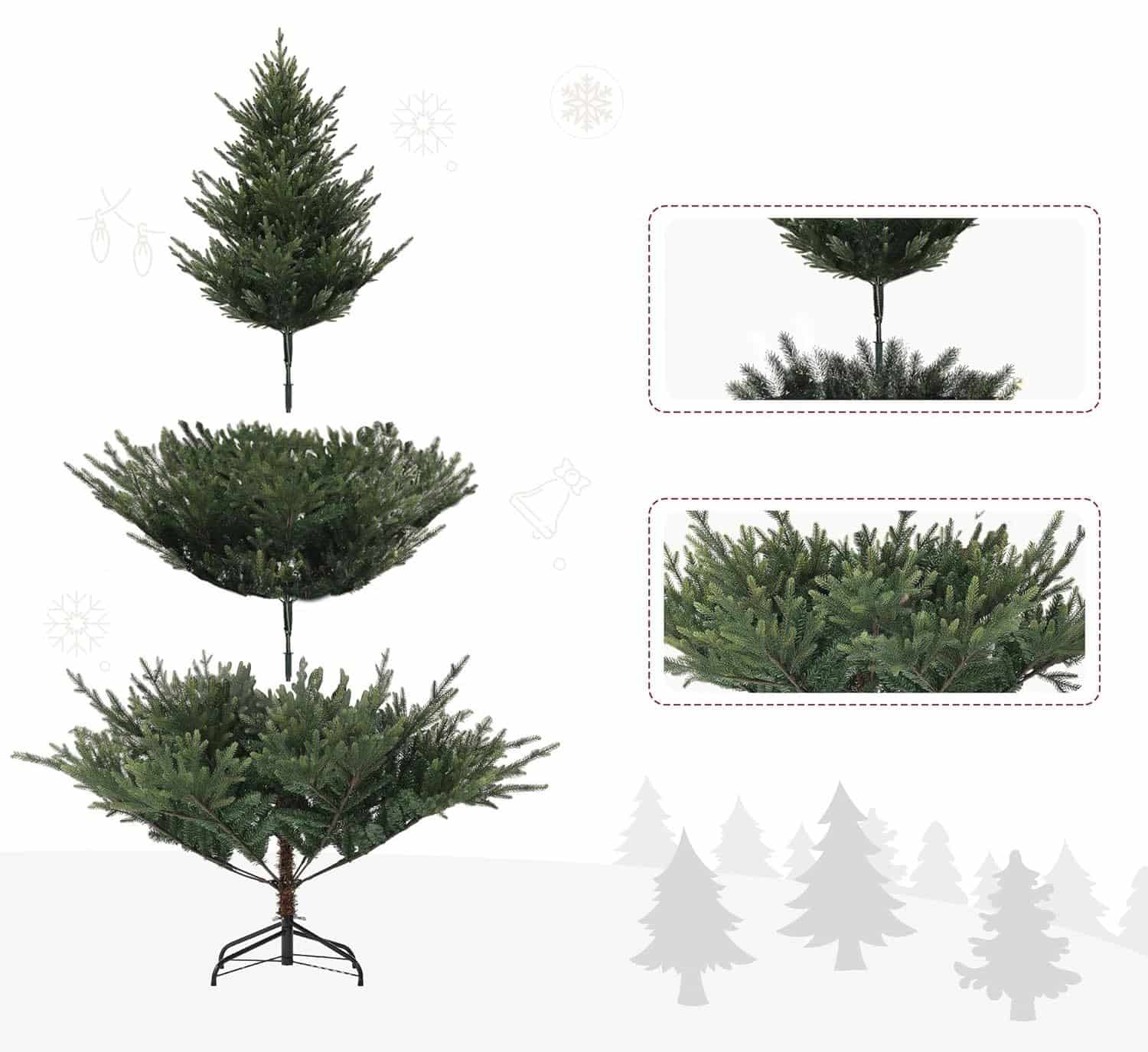 Kunstkerstboom van Noorse spar met 1046 punten, metalen voet, groen