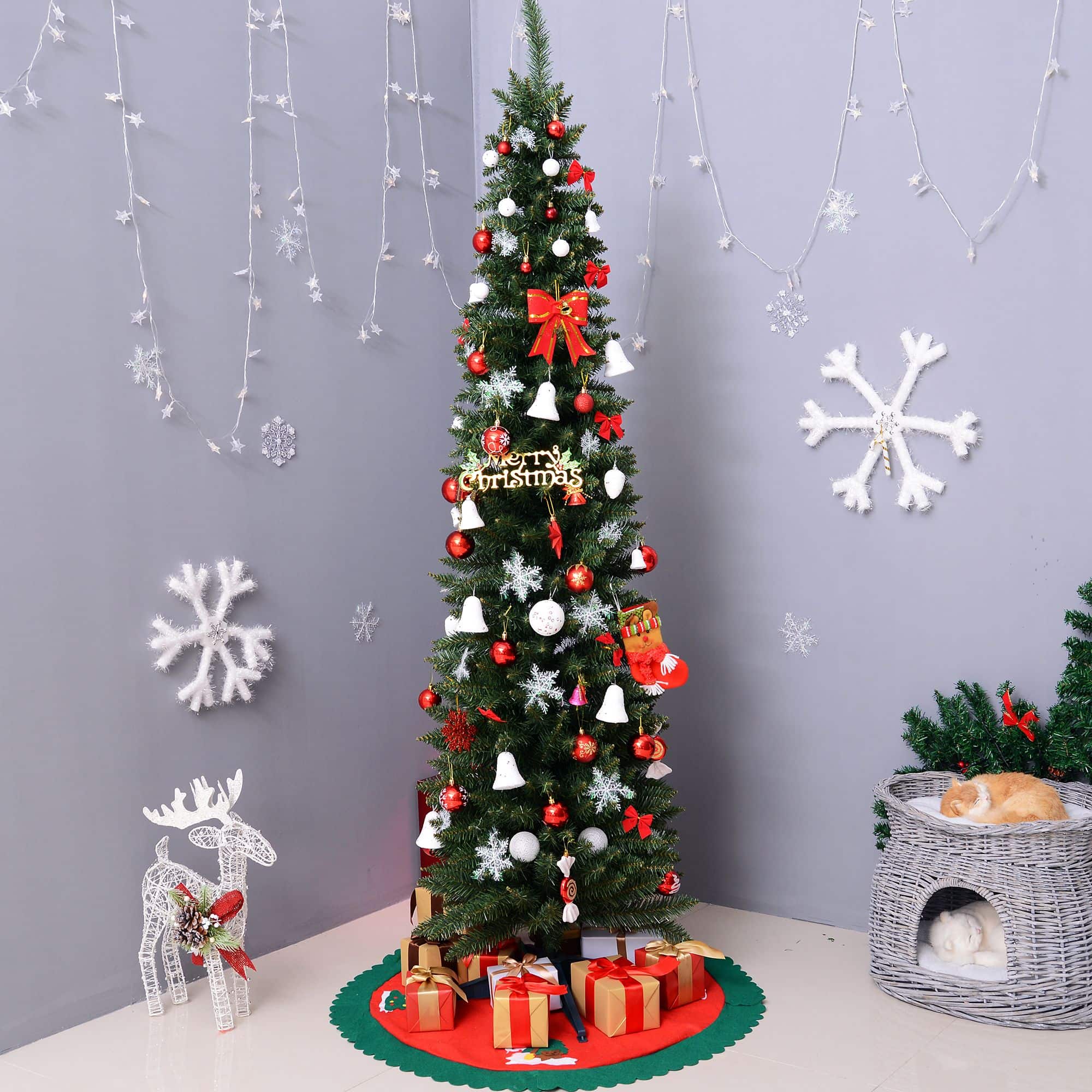 Homcom Kerstboom Smal incl. standaard 210 cm - Groen