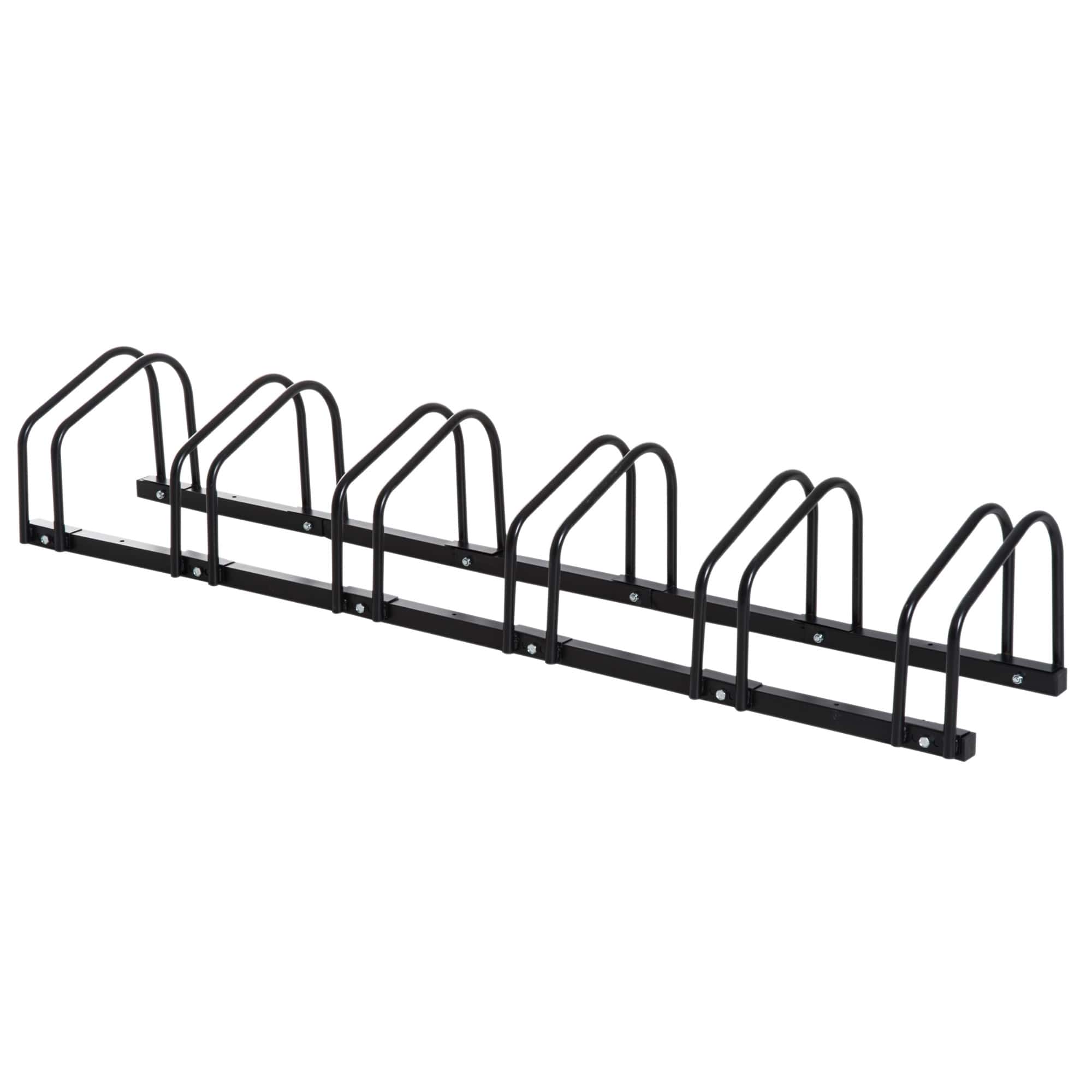 Fietsenrek voor 6 Fietsen Staal - Wand of Vloermontage 33x179x27 cm - Zwart