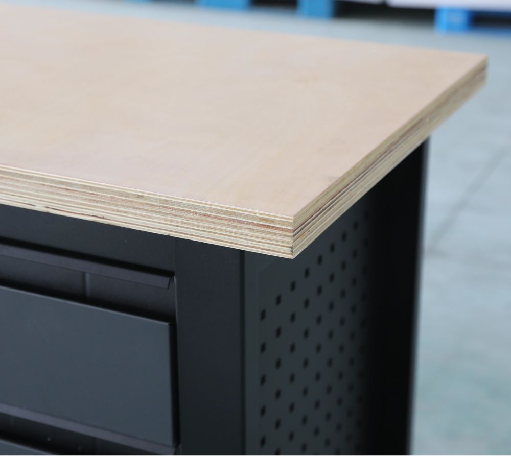 Feistos Werkbank Heros 2 inclusief geperforeerde wand - 169x60x87cm - Antraciet/zwart